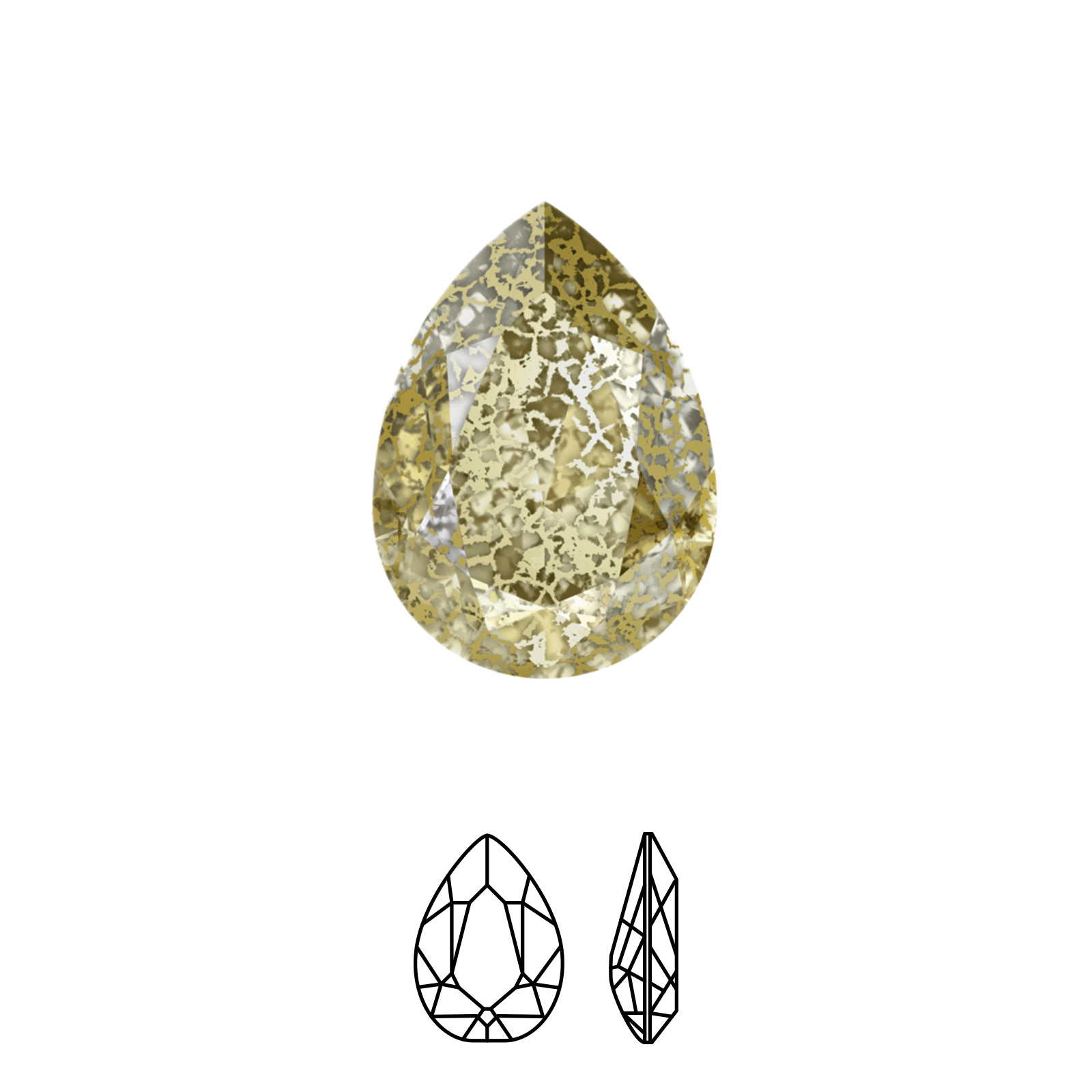 pear fancy stone (4320) crystal gold patina 14x10mm | 1pc