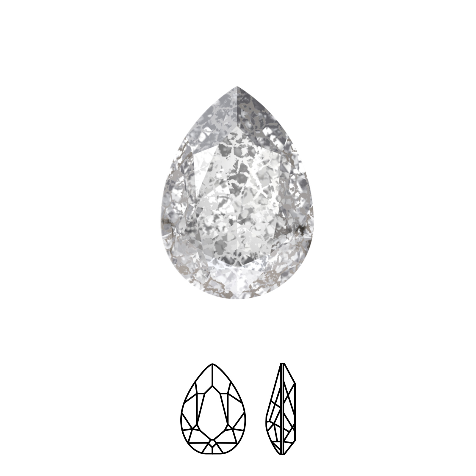 pear fancy stone (4320) crystal silver patina 14x10mm | 1pc