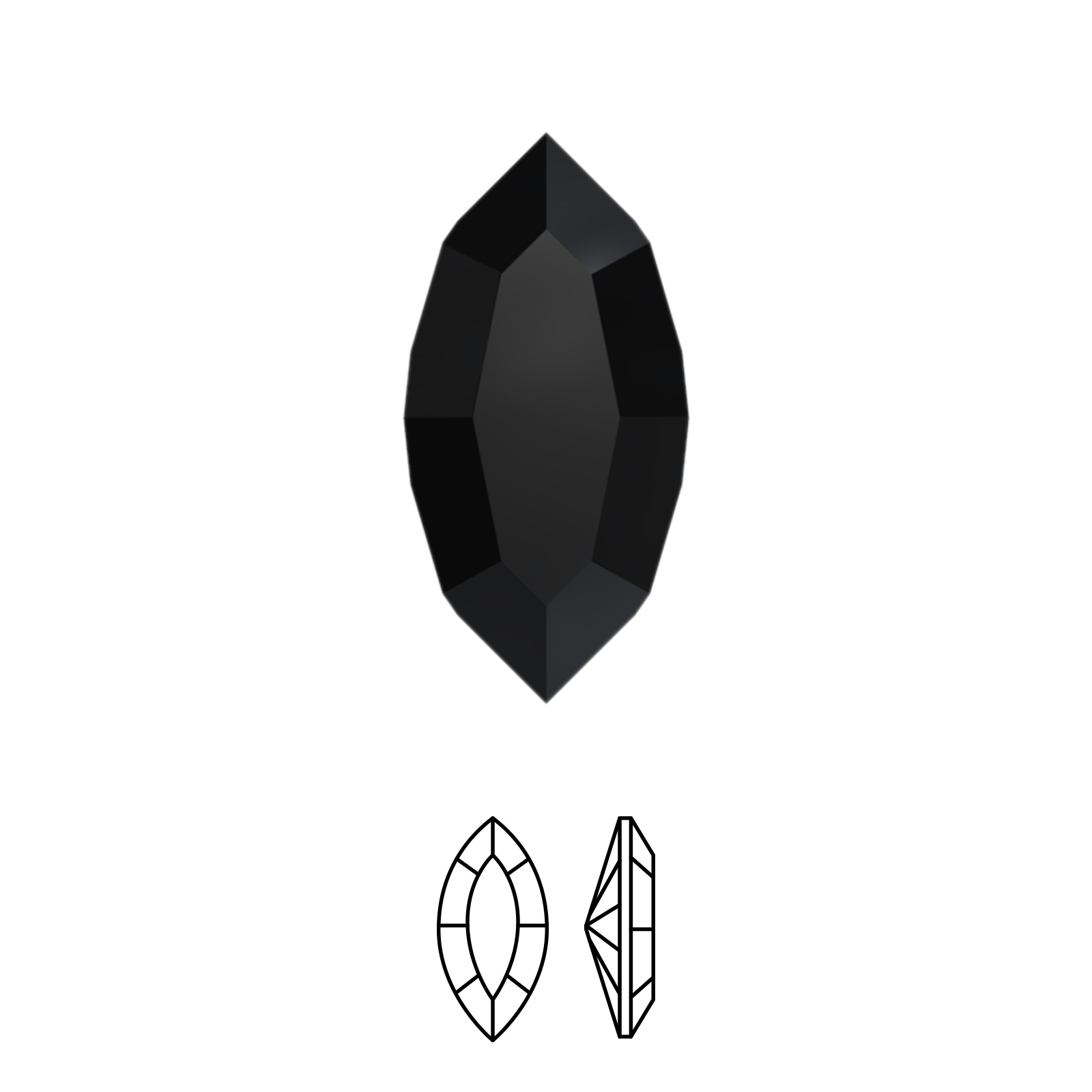 navette fancy stone (4228) jet 10x5mm | 2pc