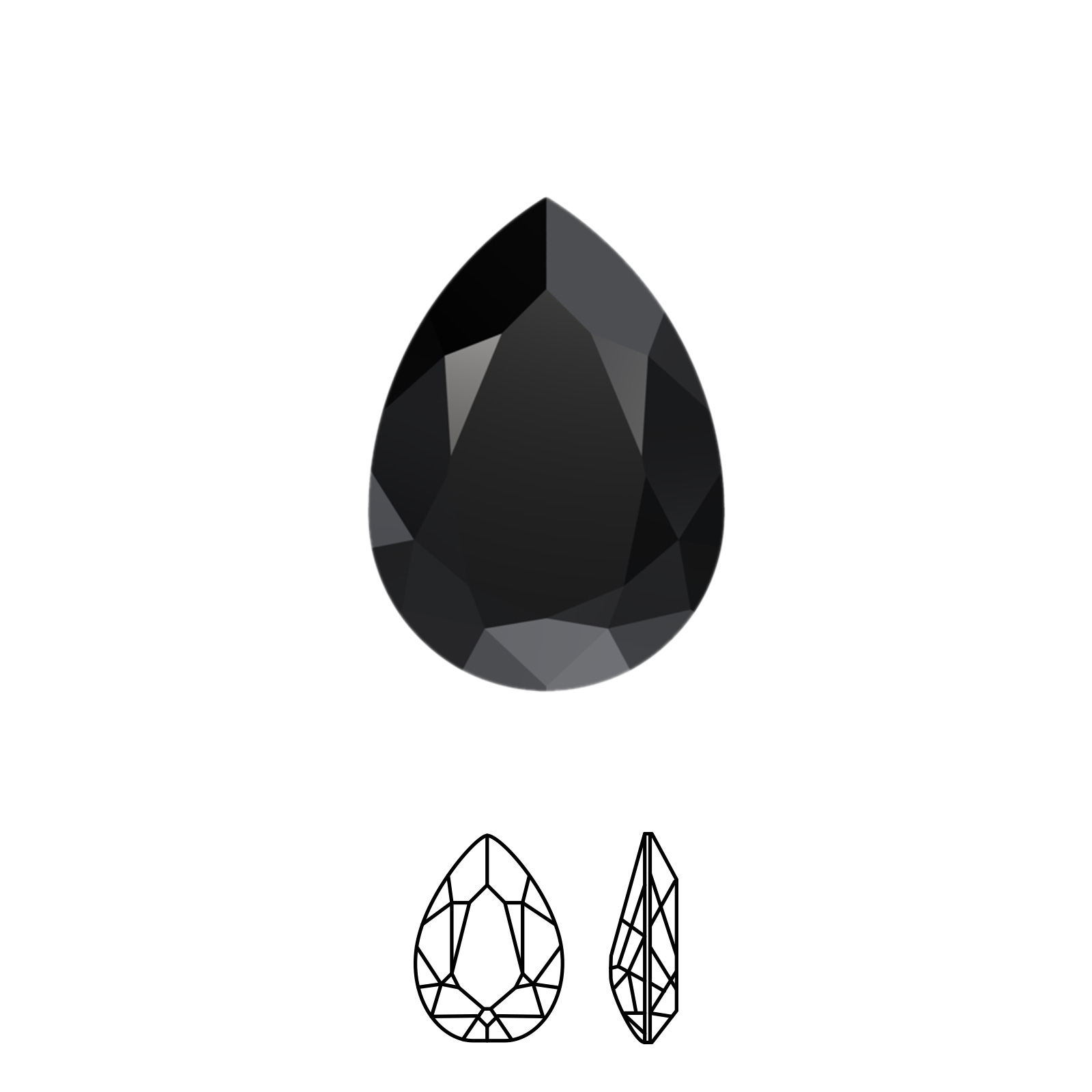 pear fancy stone (4320) jet 14x10mm | 1pc