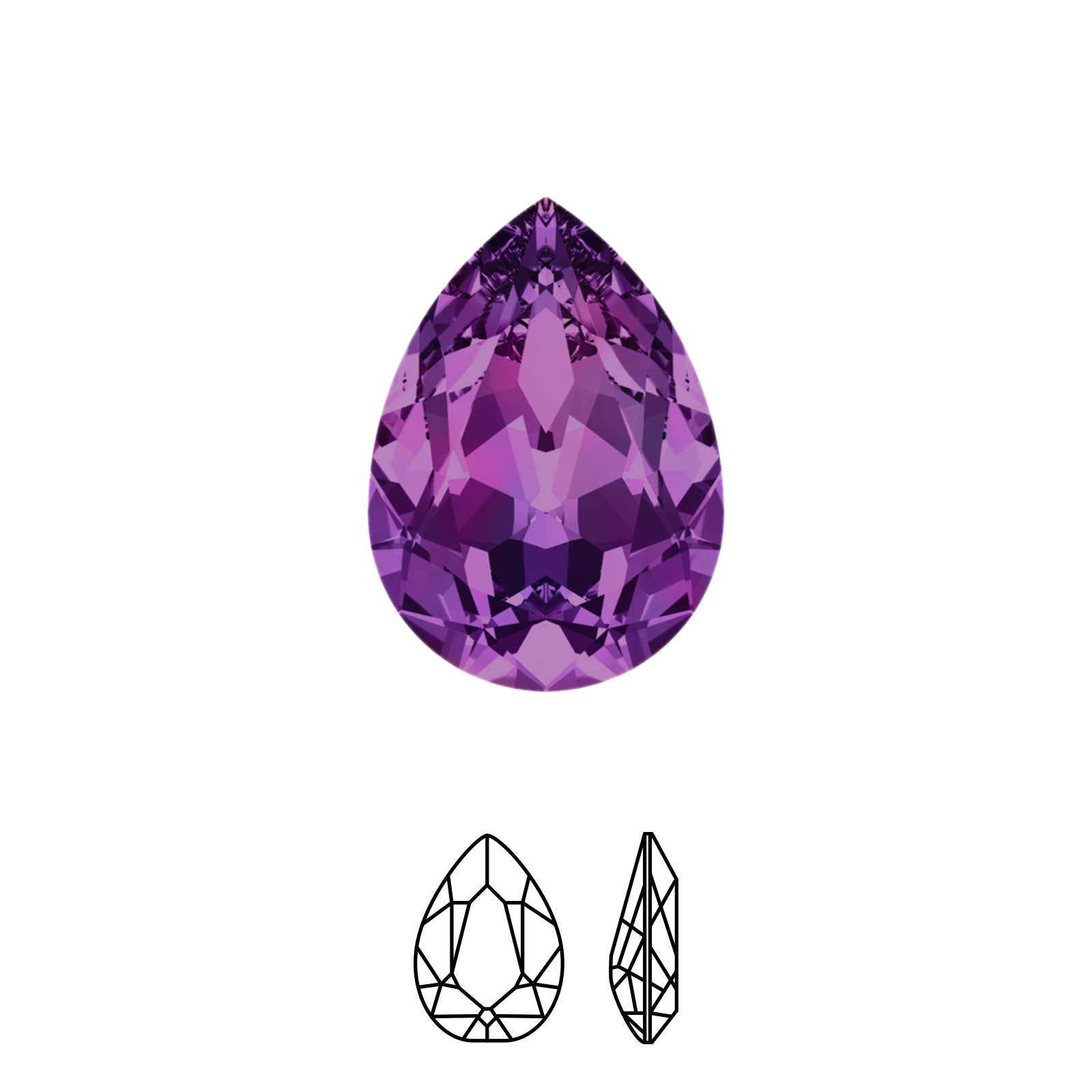 pear fancy stone(4320) amethyst 14x10mm | 1pc