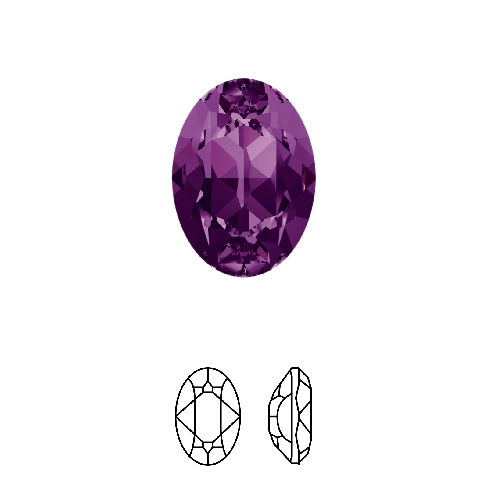 oval fancy stone (4120) amethyst 14x10mm | 1pc