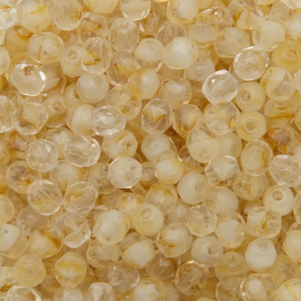 böhmische glasschliffperlen crystal/milky light topaz 4mm | 50st