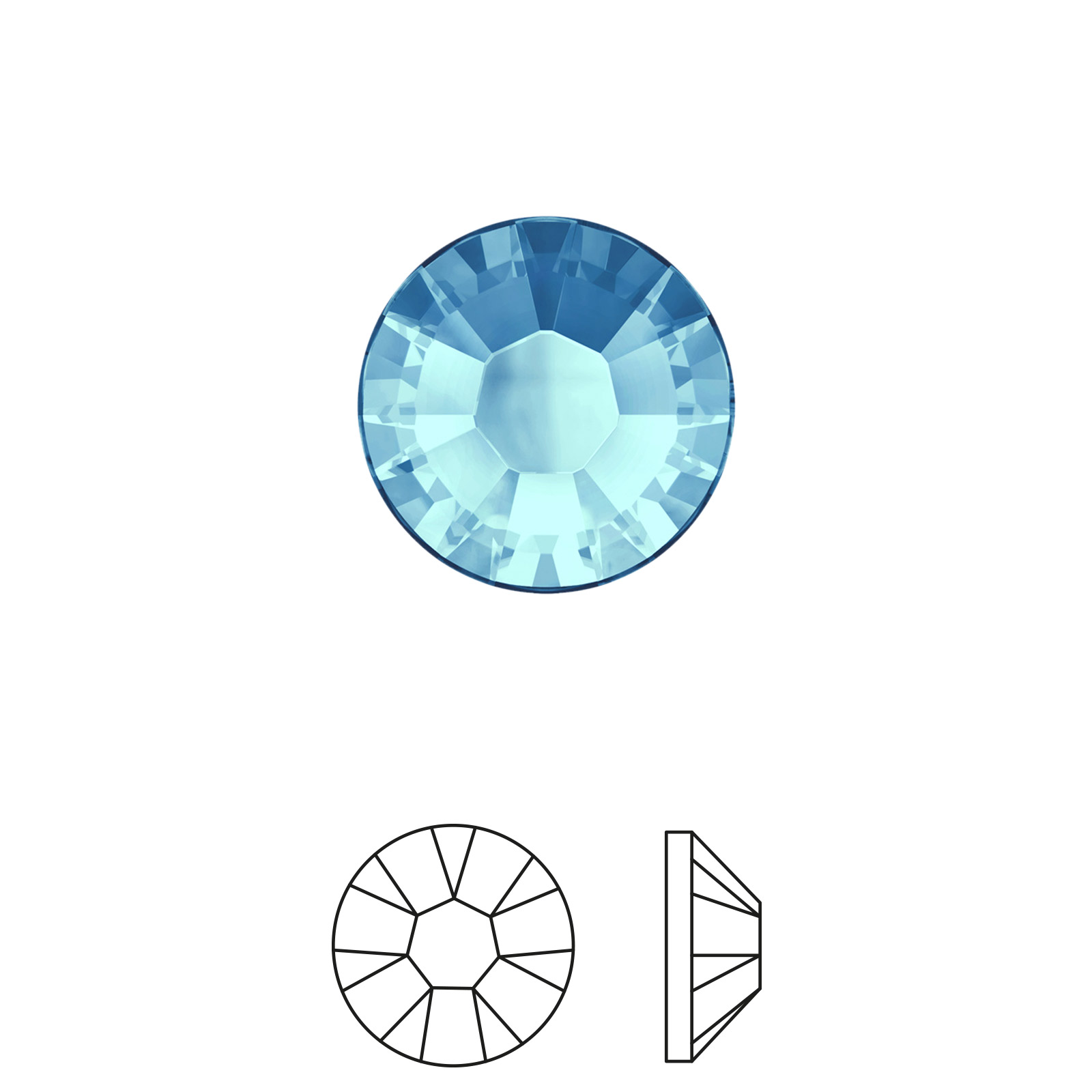 xilion rose hotfix (2038) aquamarine ss6 (1,90-2,10mm) | 60st