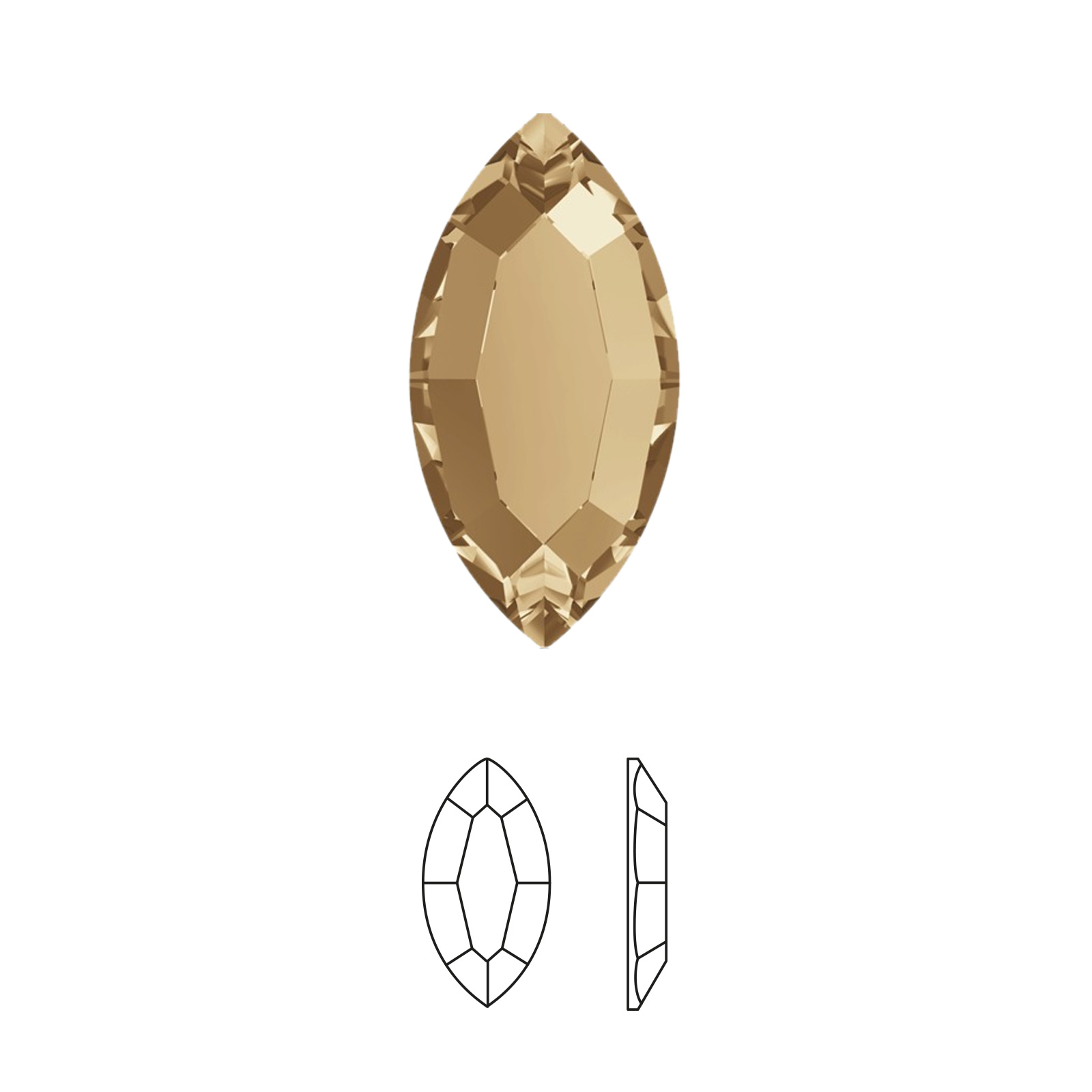 navette hotfix (2200) crystal golden shadow 8x4mm | 6pc