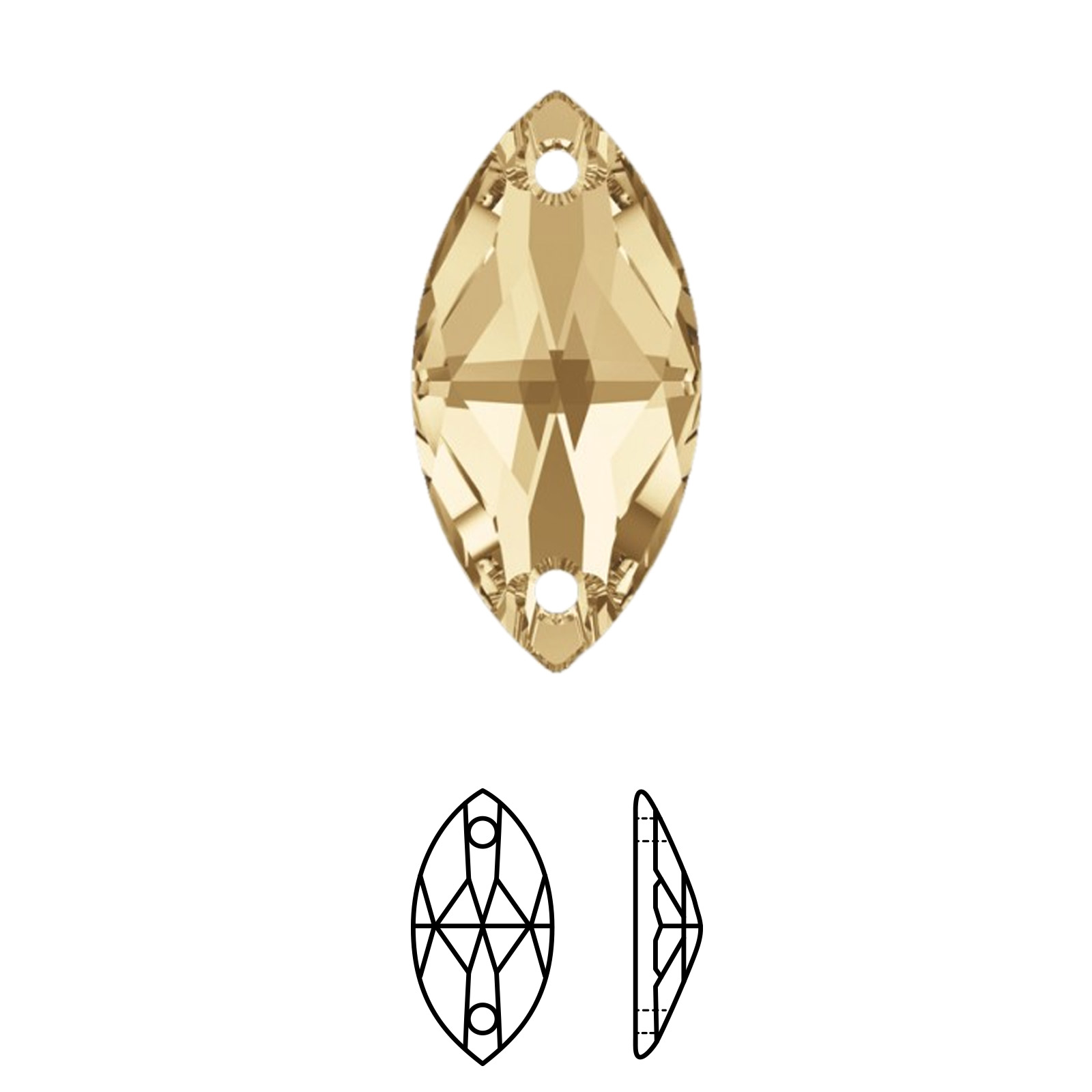 navette sew-on (3223) crystal golden shadow 12x6mm | 2pc