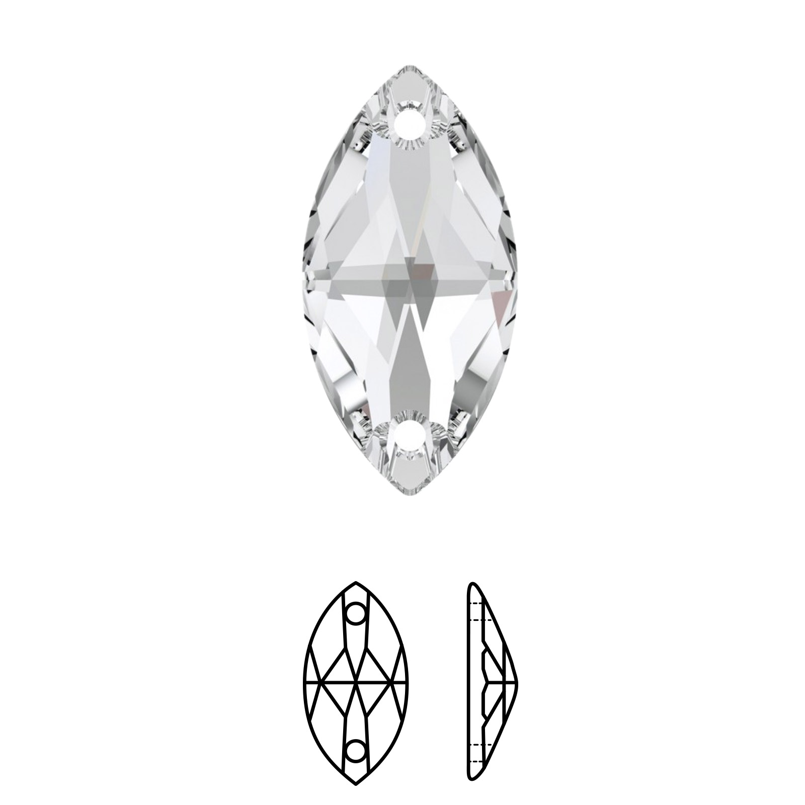 navette sew-on (3223) crystal 12x6mm | 2pc
