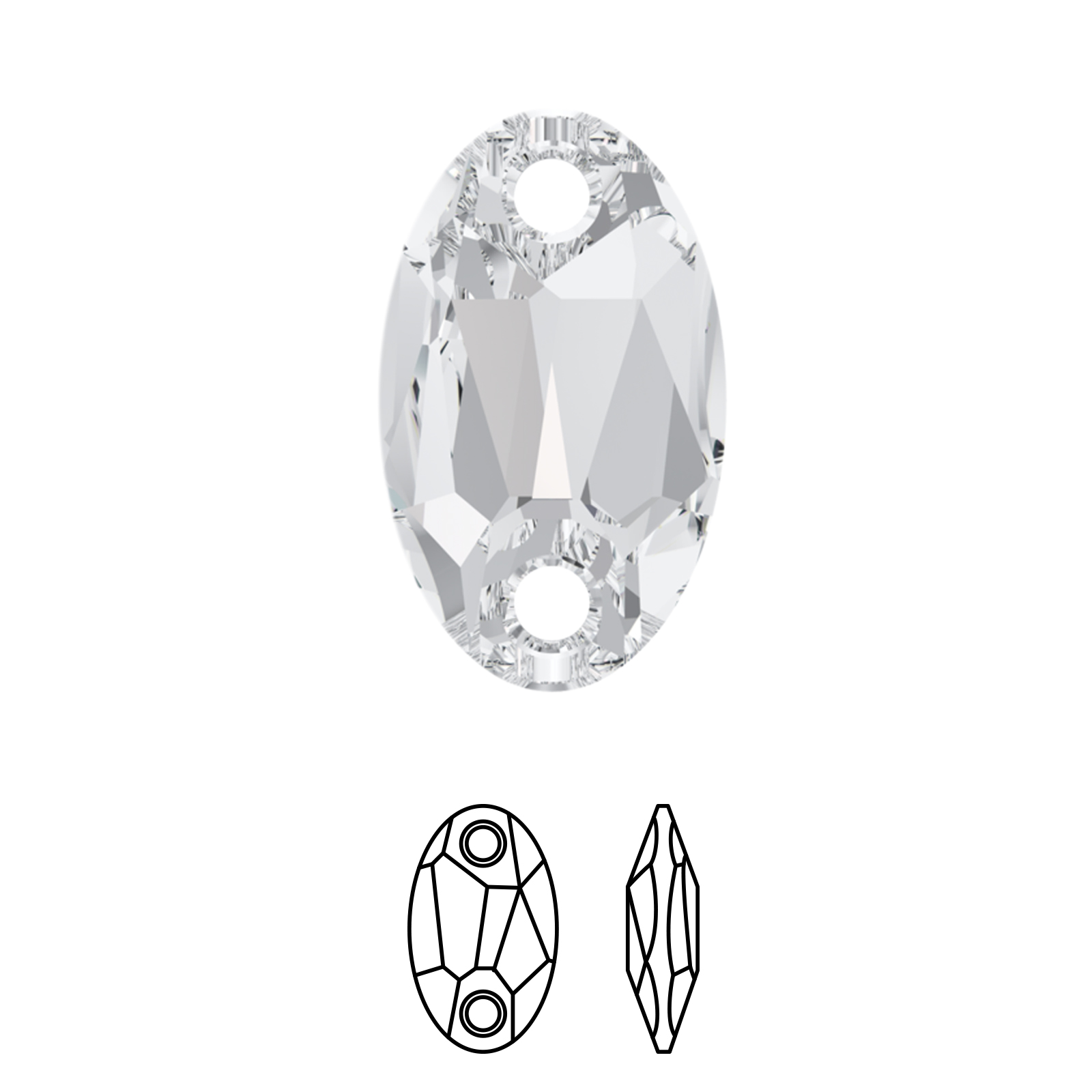 owlet sew-on (3231) crystal 18x11mm | 1st