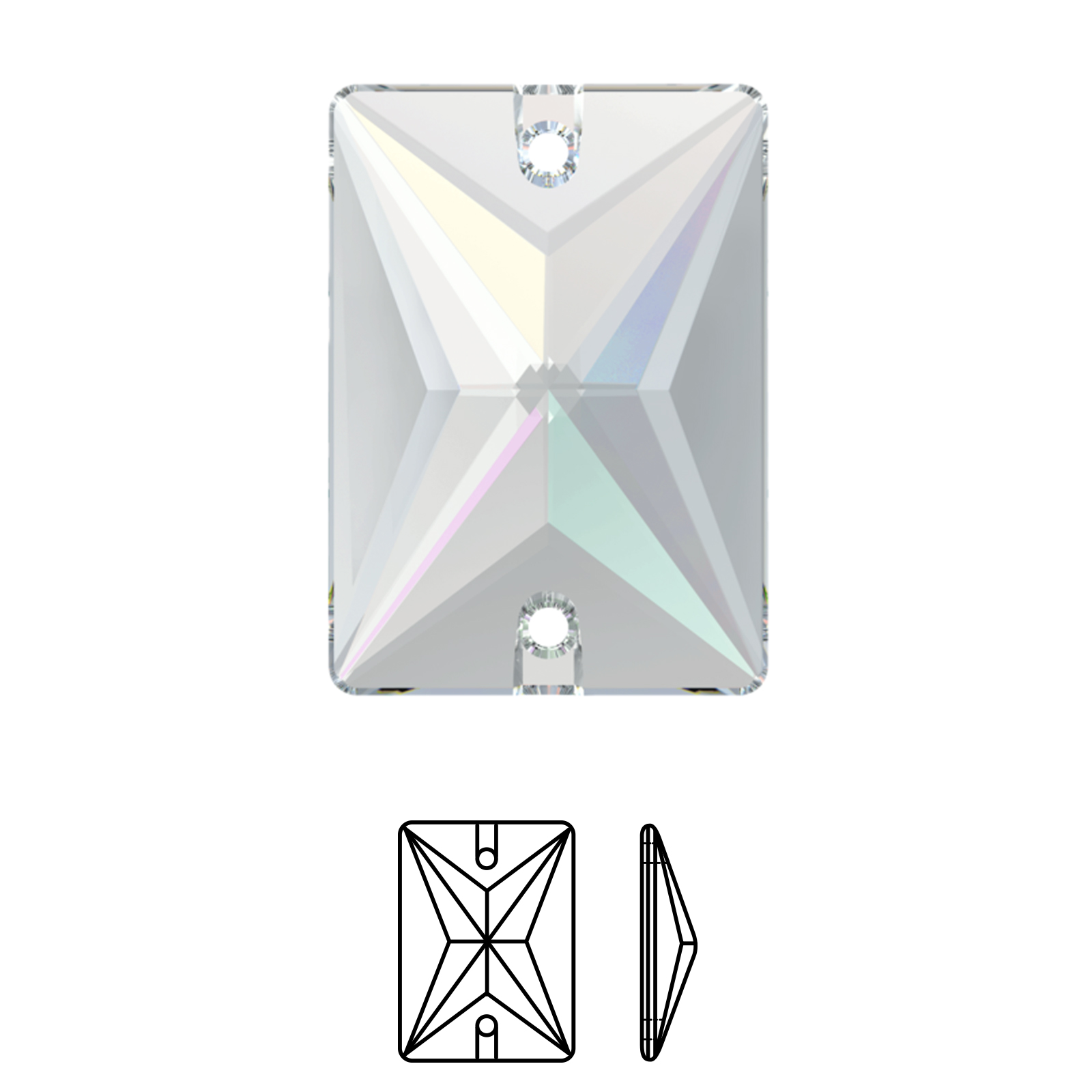 rectangle sew-on (3250) crystal ab 18x13mm | 1pc