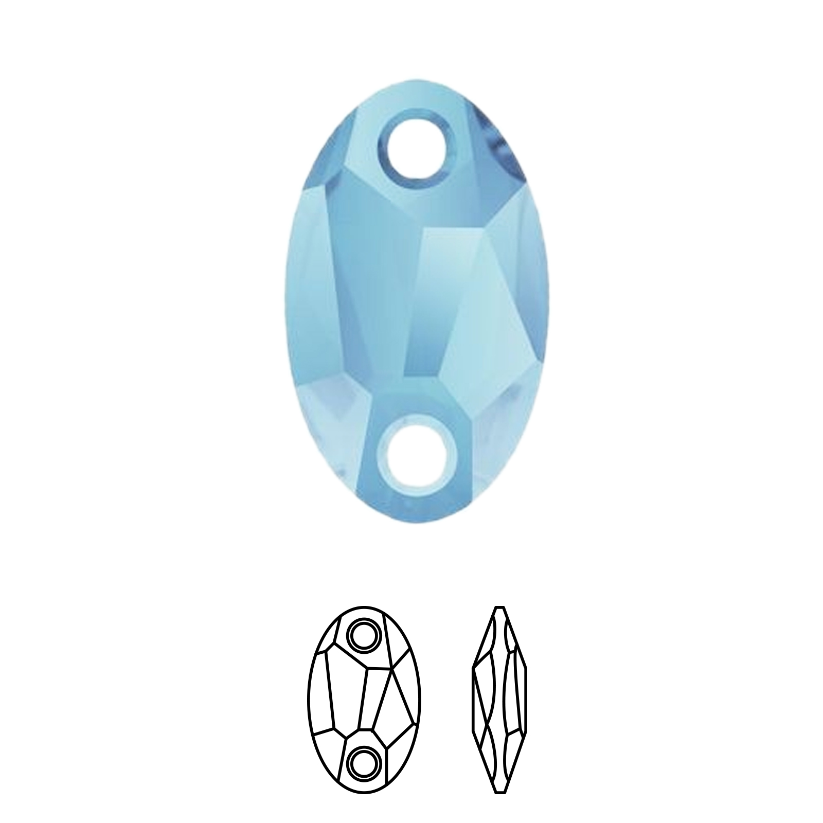 owlet sew-on (3231) aquamarine 18x11mm | 1pc