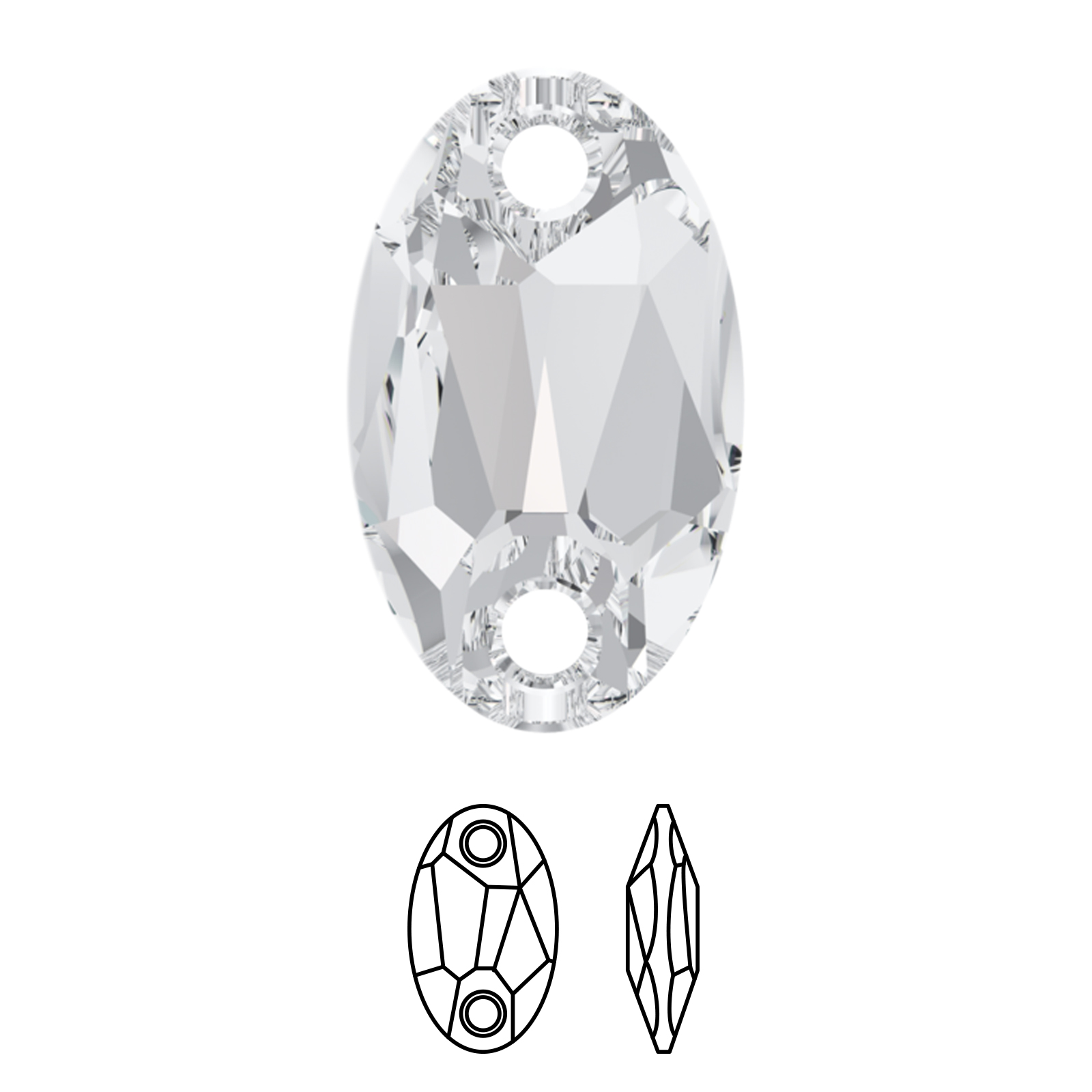 owlet sew-on (3231) crystal 28x17mm | 1pc