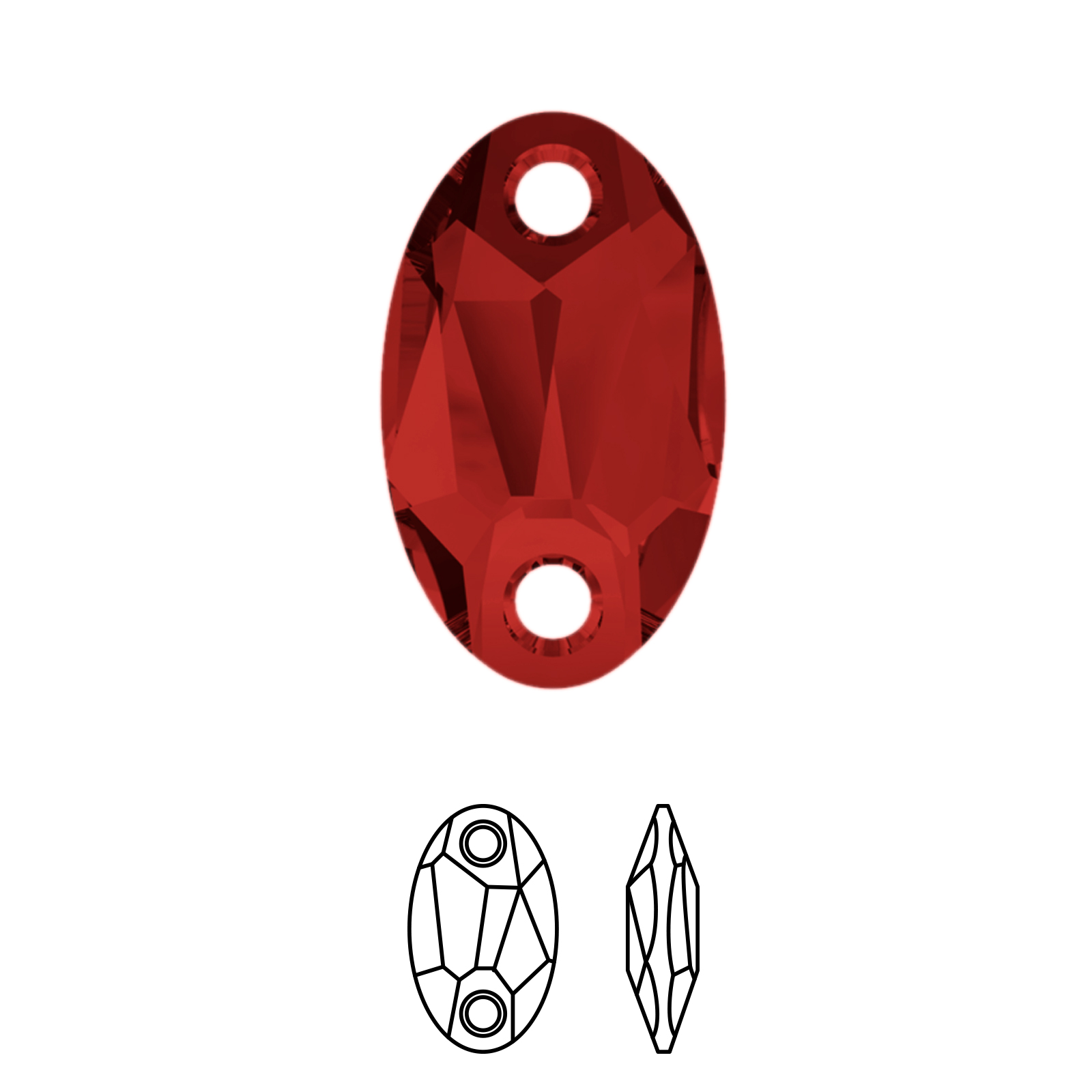 owlet sew-on (3231) crystal red magma 18x11mm | 1pc