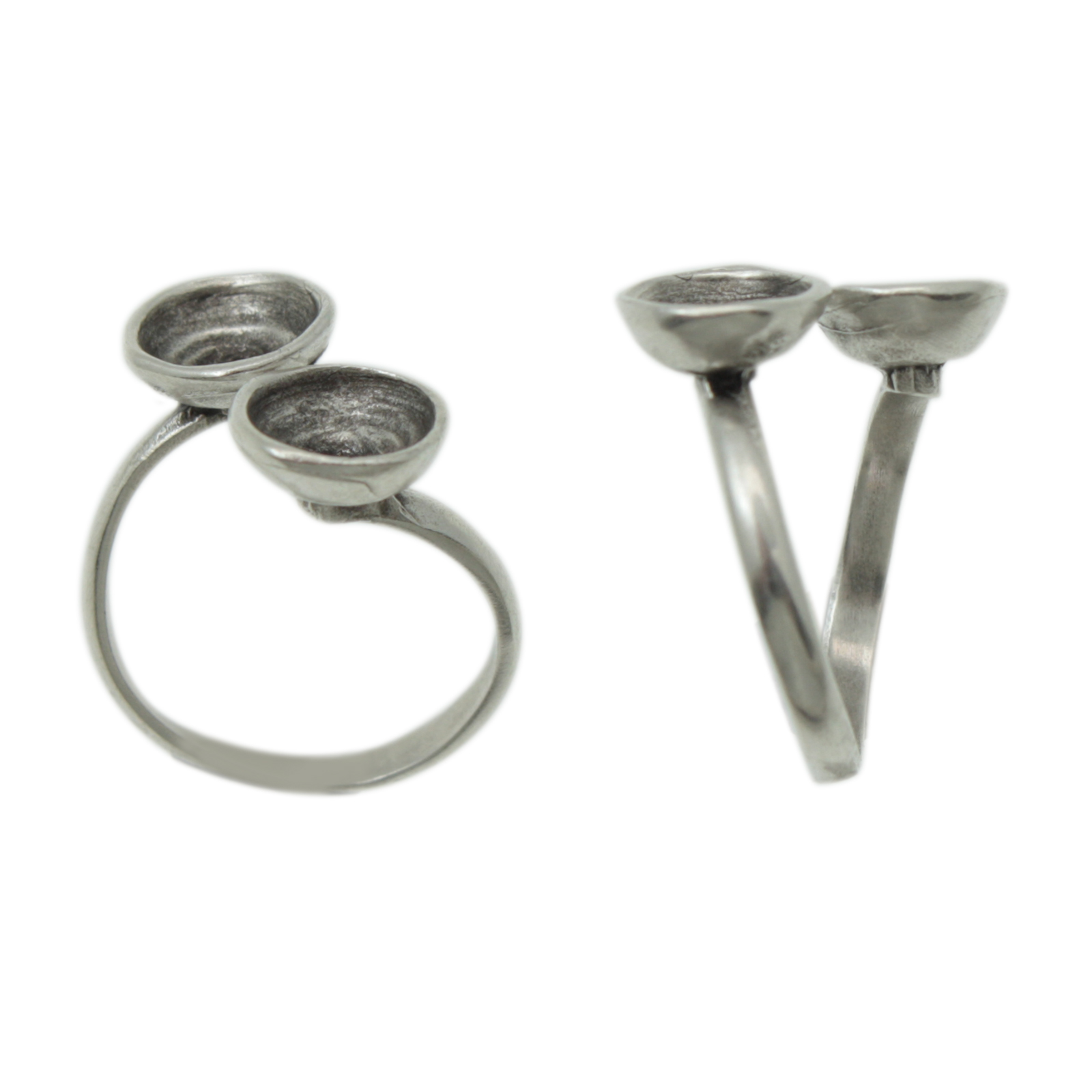 adjustable silver plated ring setting for 2 1088 ss39 (8,16- 8,41mm) | 1pc