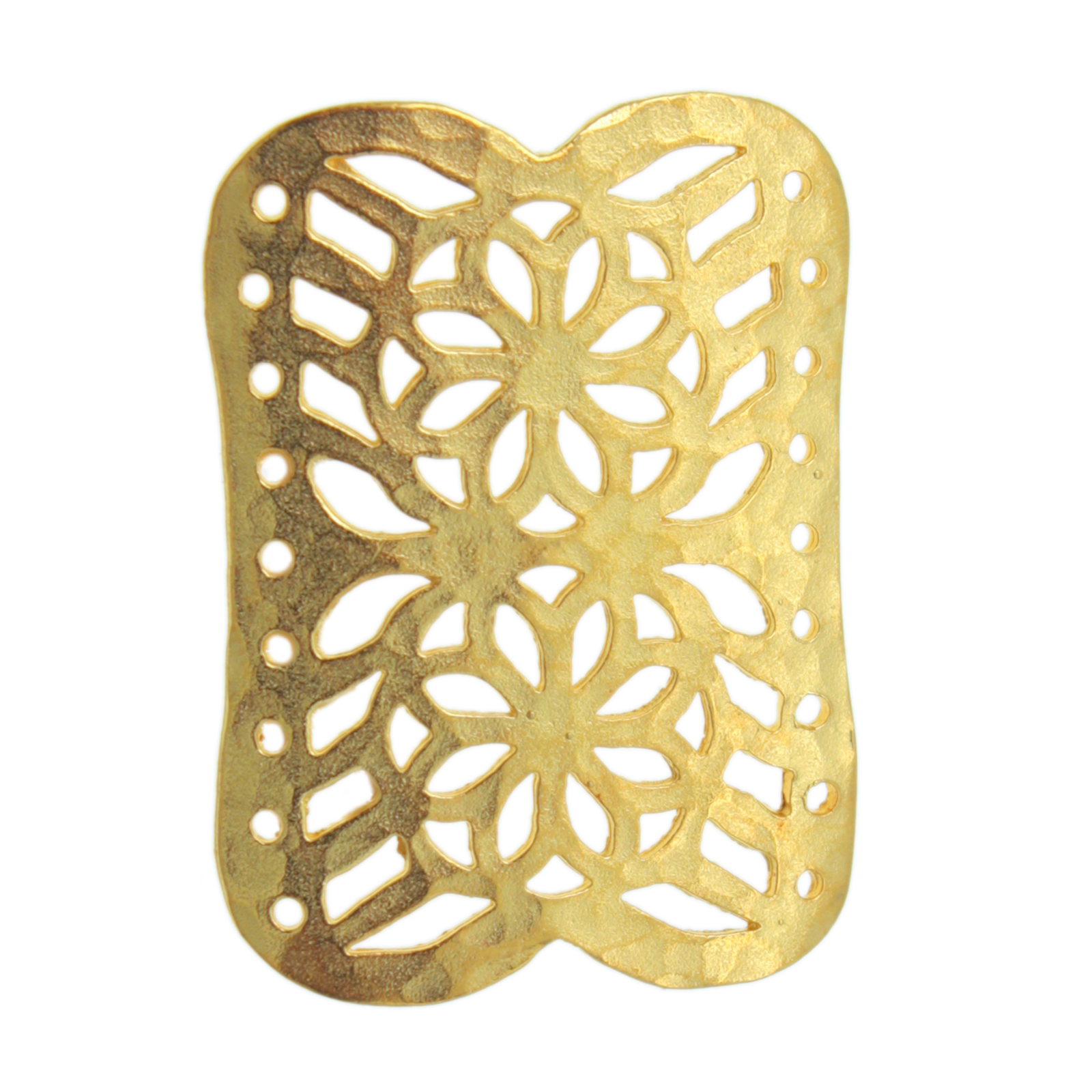gold plated rectangle flower 9 strand link 40x30mm | 1pc