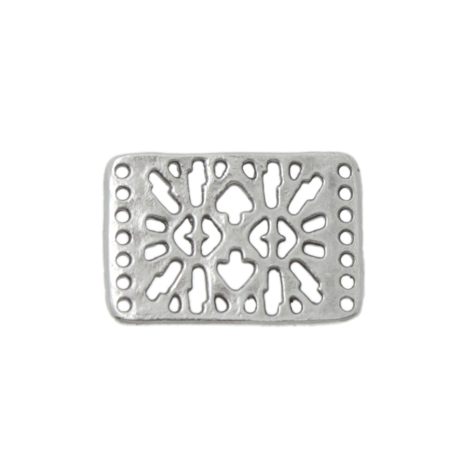 antique silver plated rectangle 7 strand link 26x18mm | 1pc