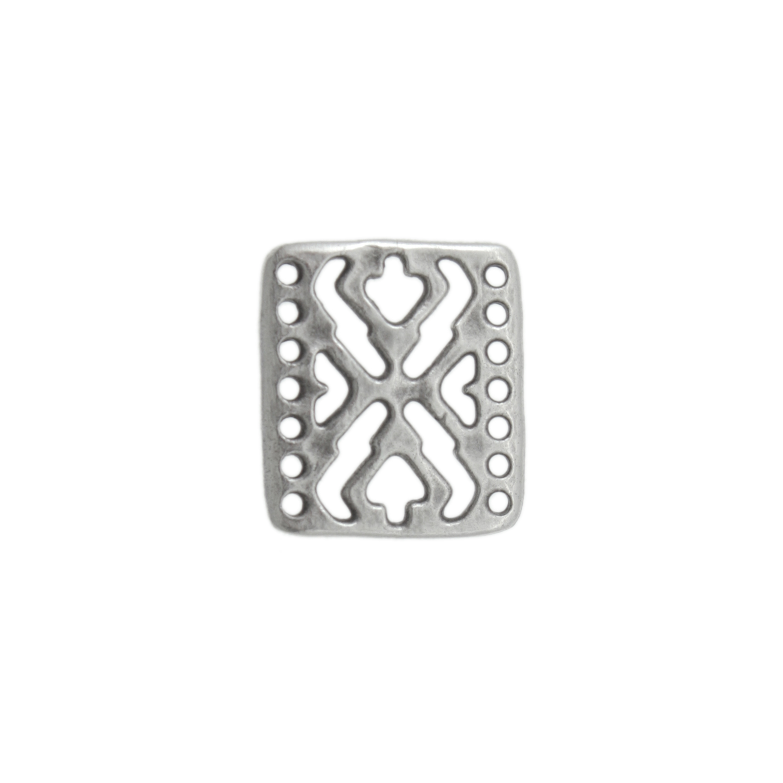 antique silver plated rectangle 7 strand link 18x16mm | 1pc