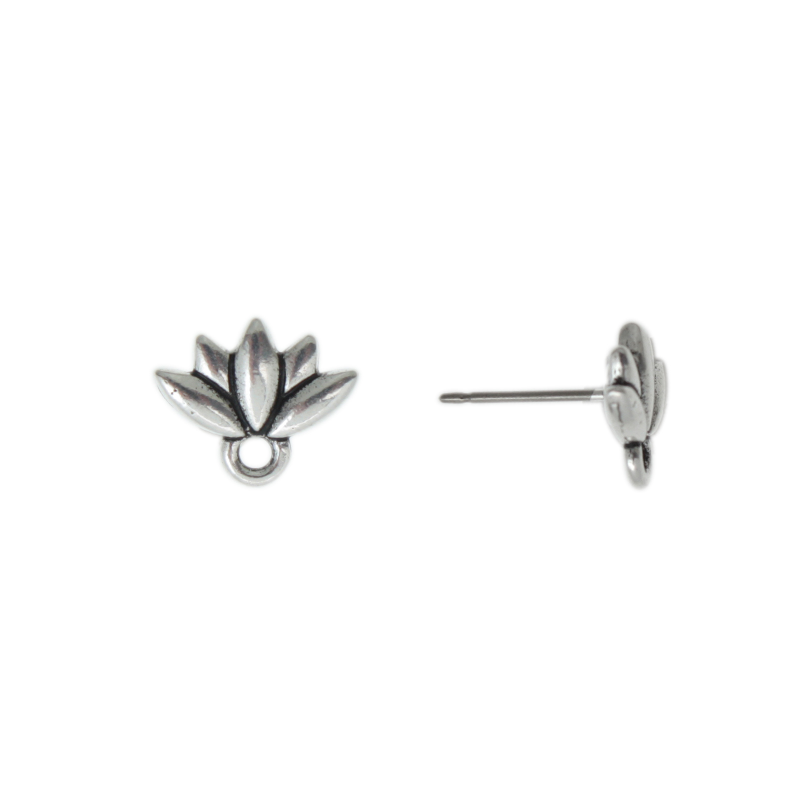 silver plated lotus flower post earring 10mm | 2pc
