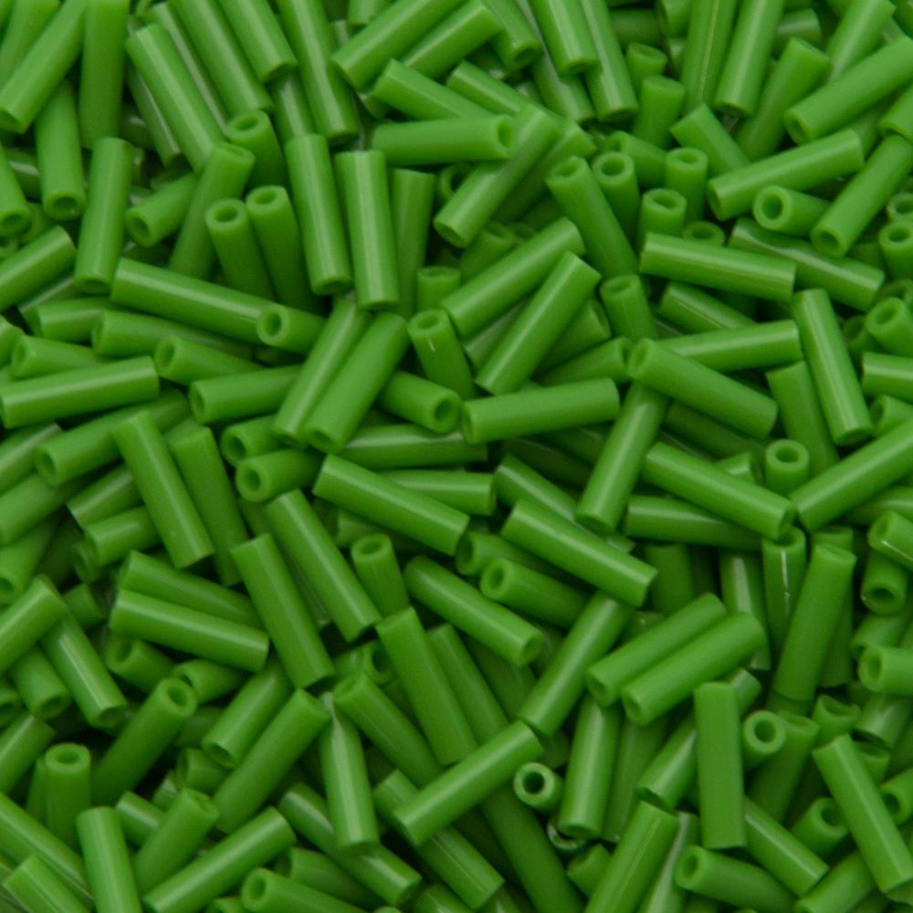 bugle miyuki beads 6mm - opaque pea green (411) | 10gr