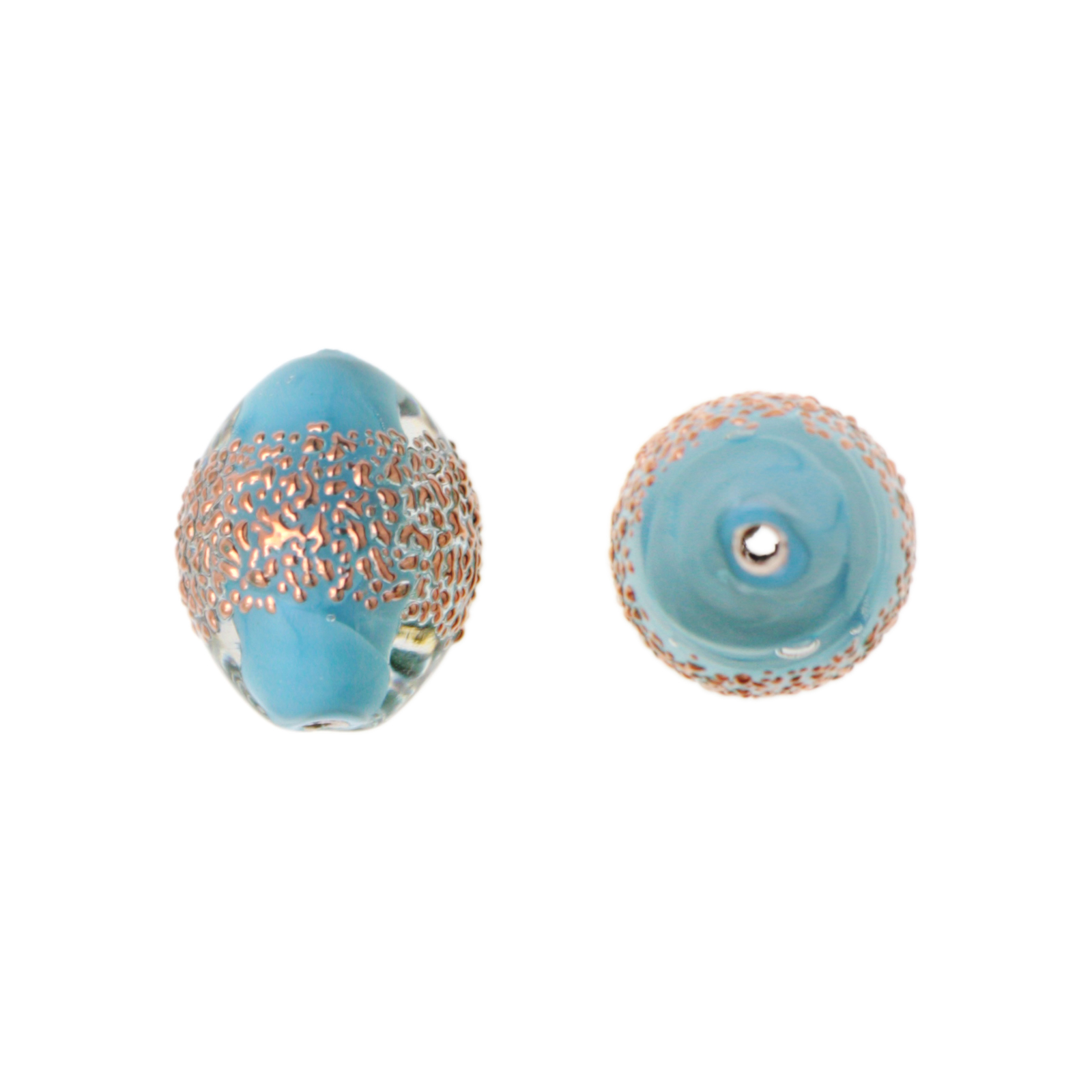 czech lampwork bronze glitter sky blue clear oliv 16x12mm | 1st