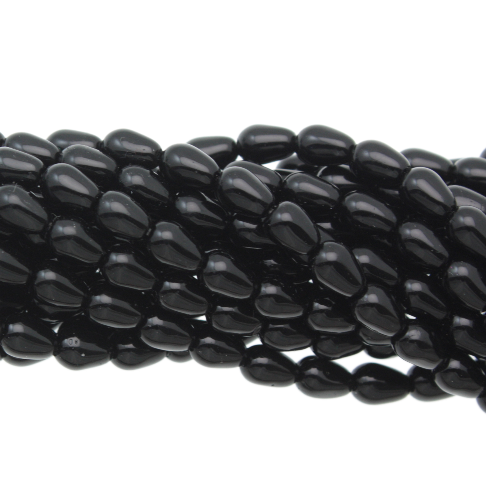 böhmische glas perlmutt birnen black 7x5mm | 30st