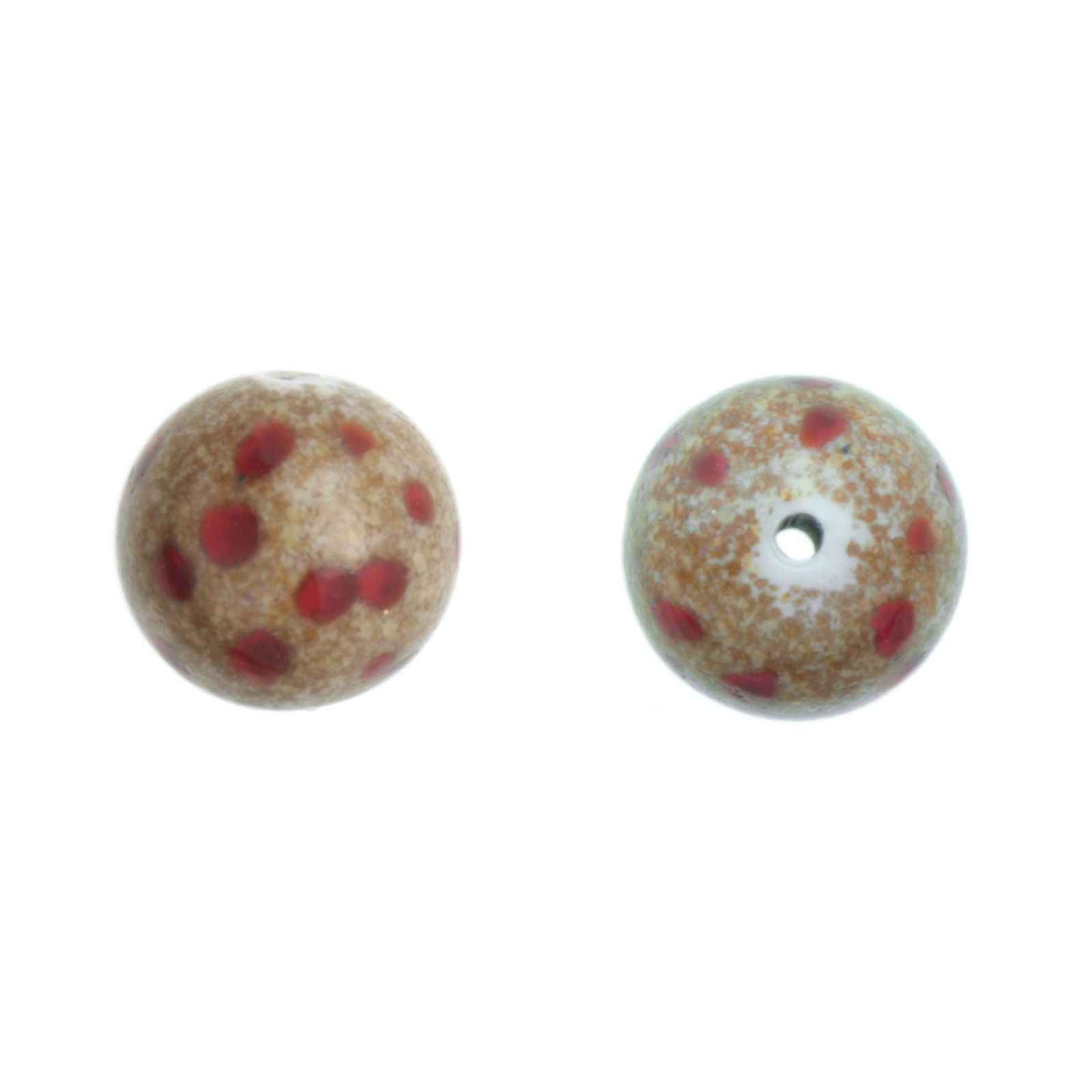 czech lampwork dotted red/brown runde 12mm | 1st