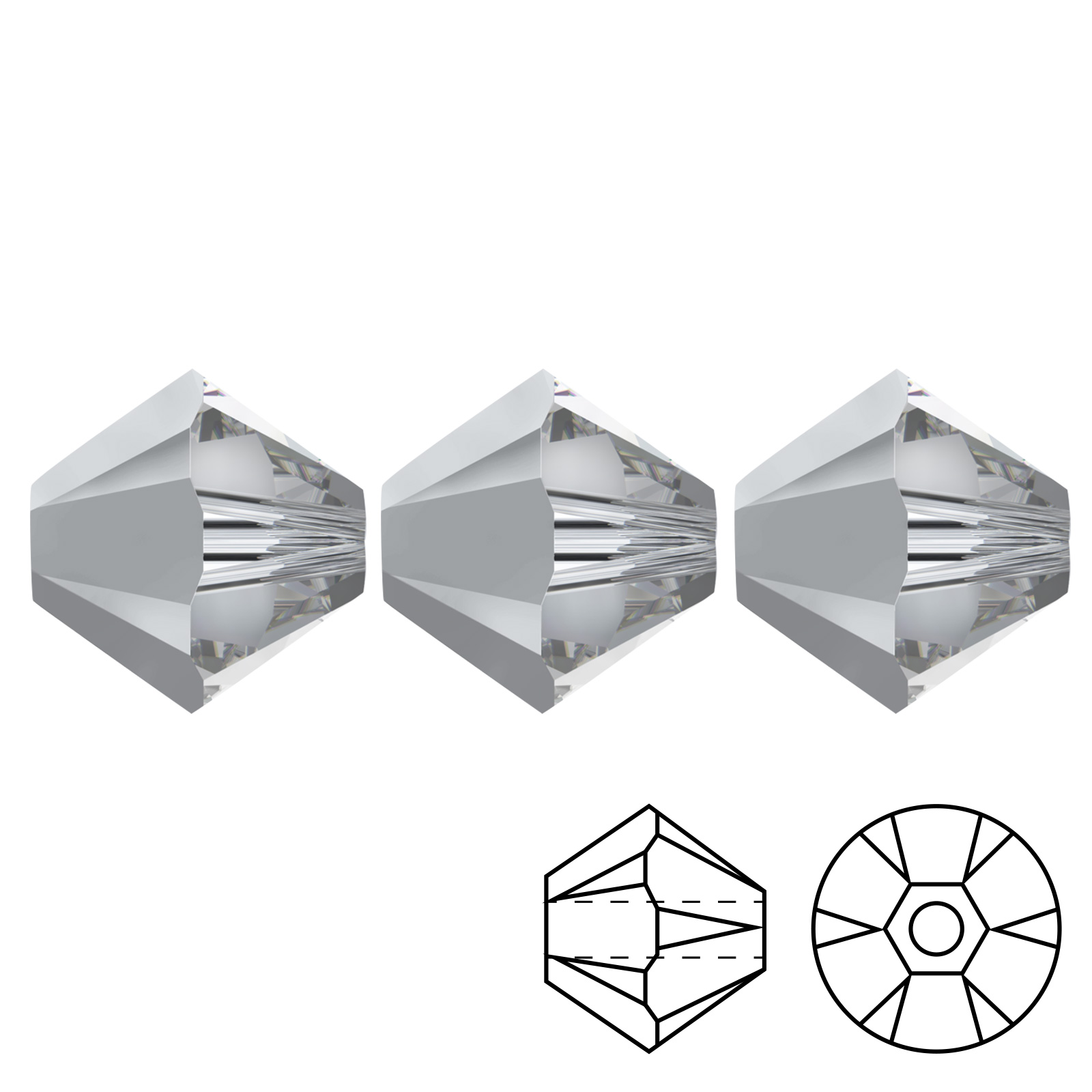 kristall doppelkegel (5328) crystal comet argent light 3mm | 48st