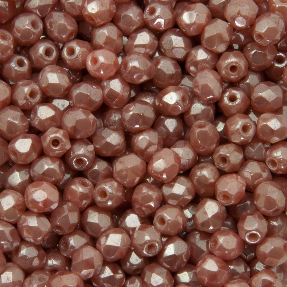 böhmische glasschliffperlen luster coral pink 4mm | 50st
