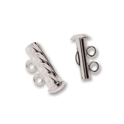 silver plated 2 strand fluted clasp 17mm | 1pc