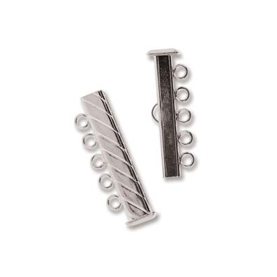 silver plated 5 strand fluted rectangle clasp 31mm | 1pc
