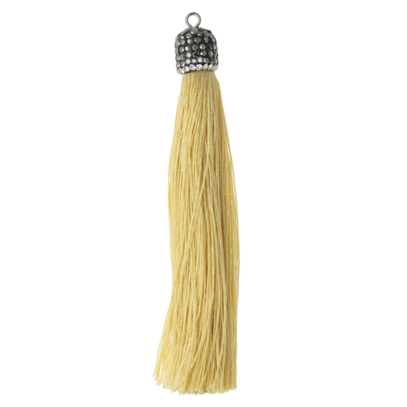 marcasite tassel - cream polyester 90mm | 1pc