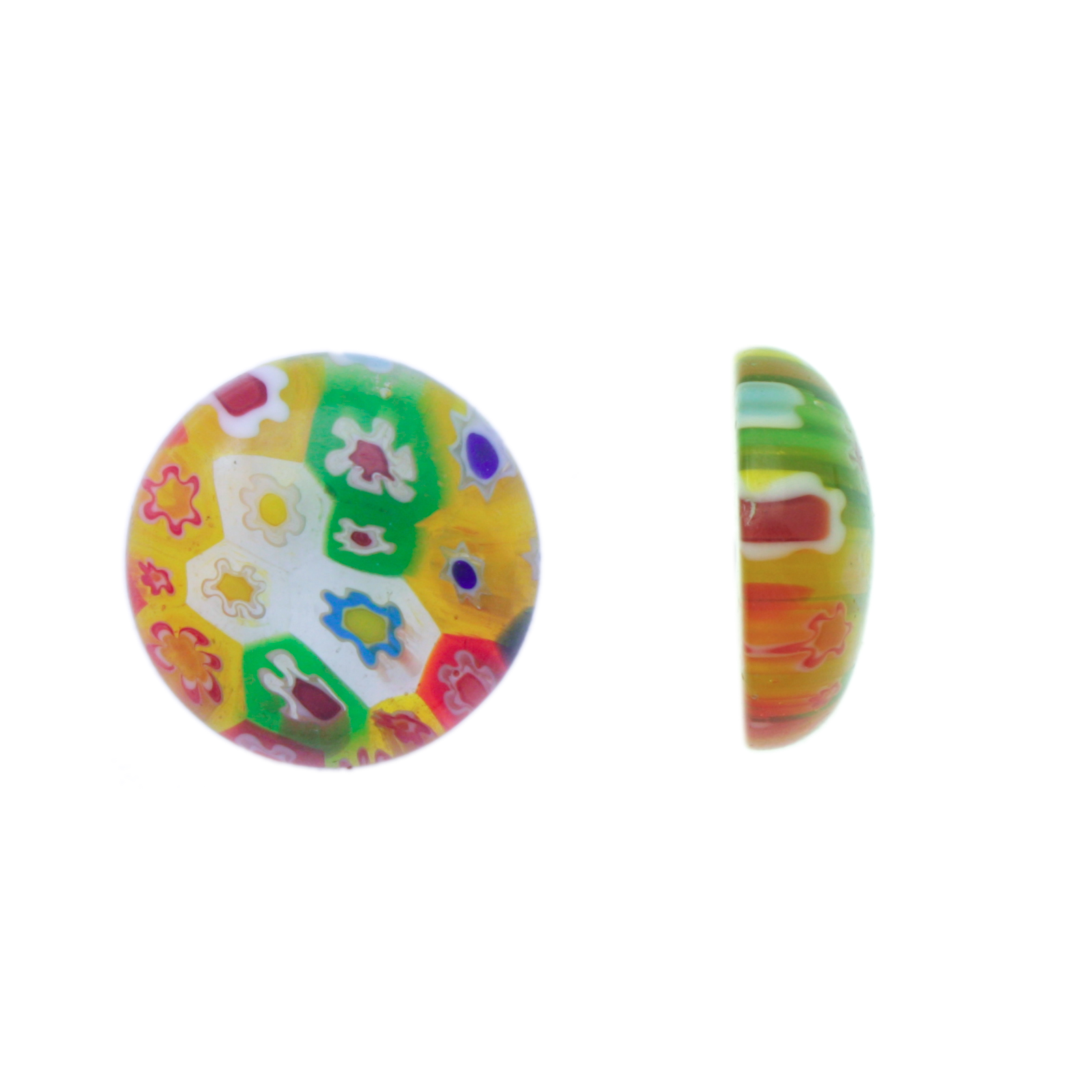 multi flower glass cabochon smooth round 18mm | 2pc