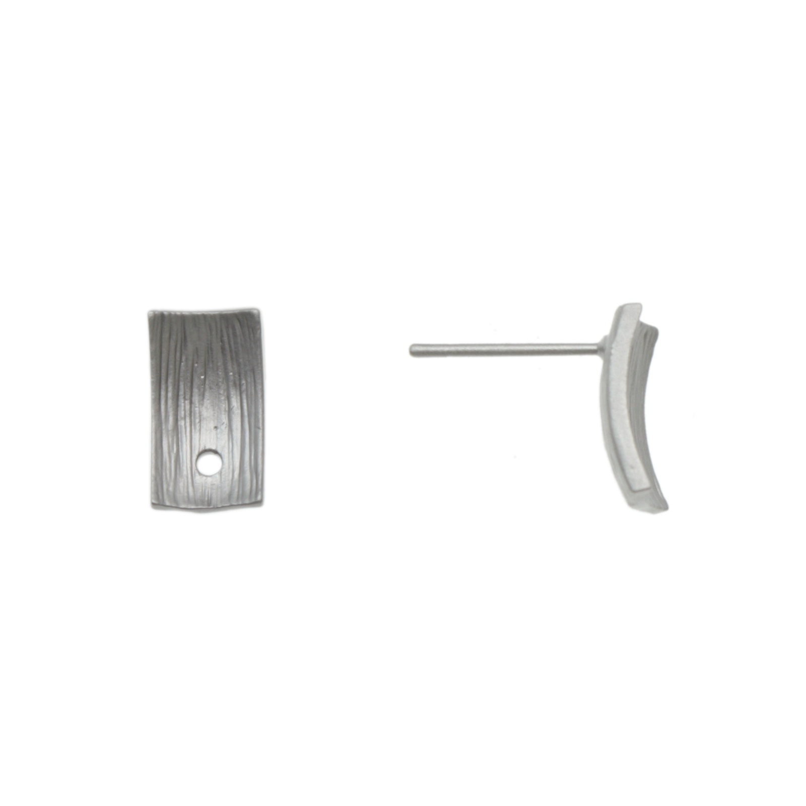 romance edition matte rhodium post earrings rectangle 12x7mm | 2pc