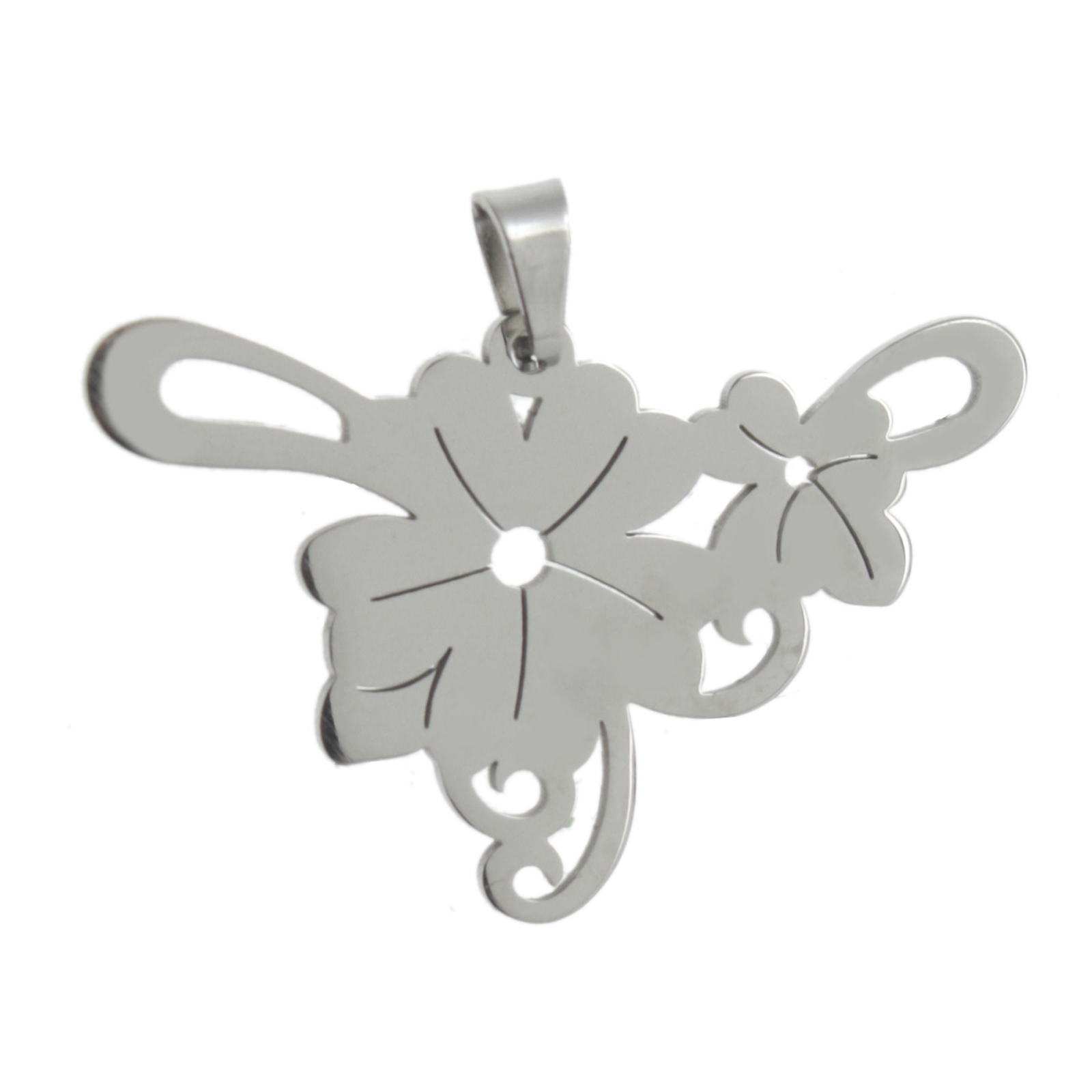 stainless steel tropical flower charm 36x22mm | 1pc