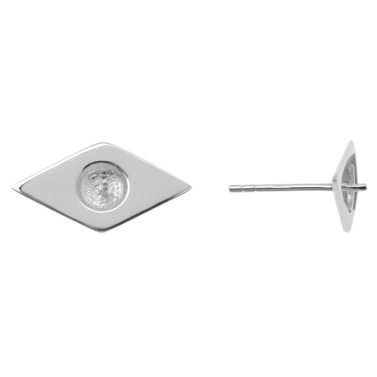 sterling silver half-drilled diamond post earrings 18x9mm | 2pc