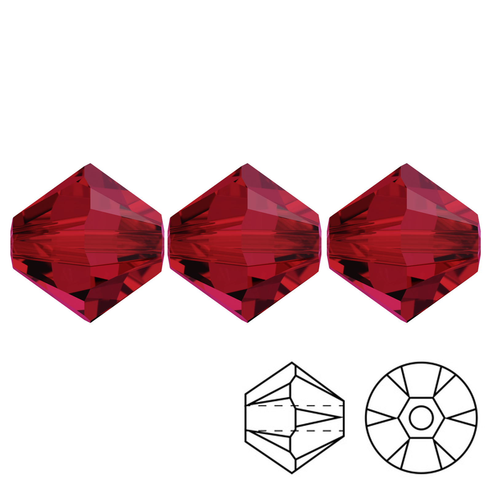 bicone (5328) scarlet 3mm | 48pc
