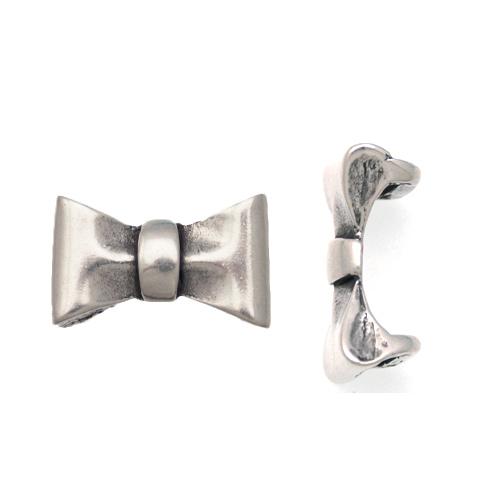 antique silver plated bead bow 24x15mm | 1pc