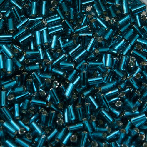 bugle toho beads 3mm - silver lined teal (27bd) | 10gr