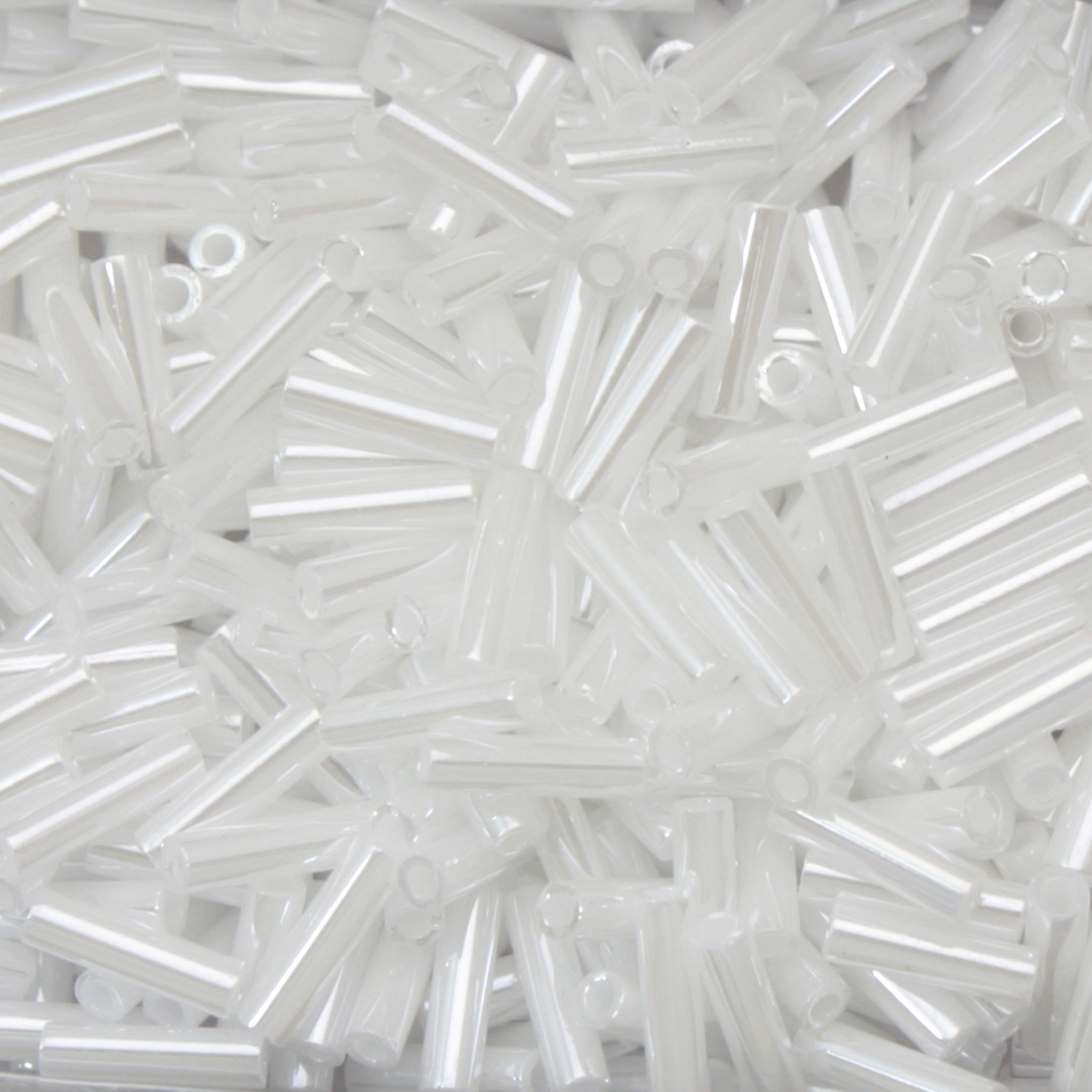 bugle miyuki beads 6mm - opaque white pearl ceylon (528) | 10gr