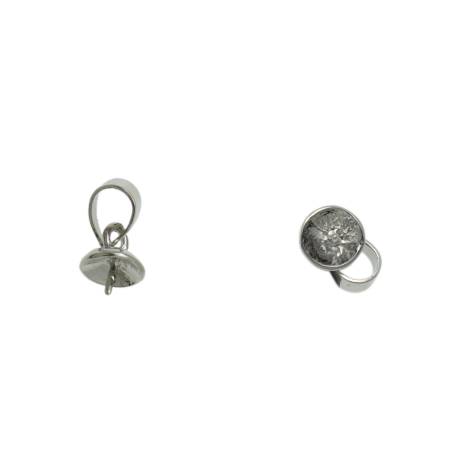 half-drilled rhodium silver plated bail 6mm | 8pc