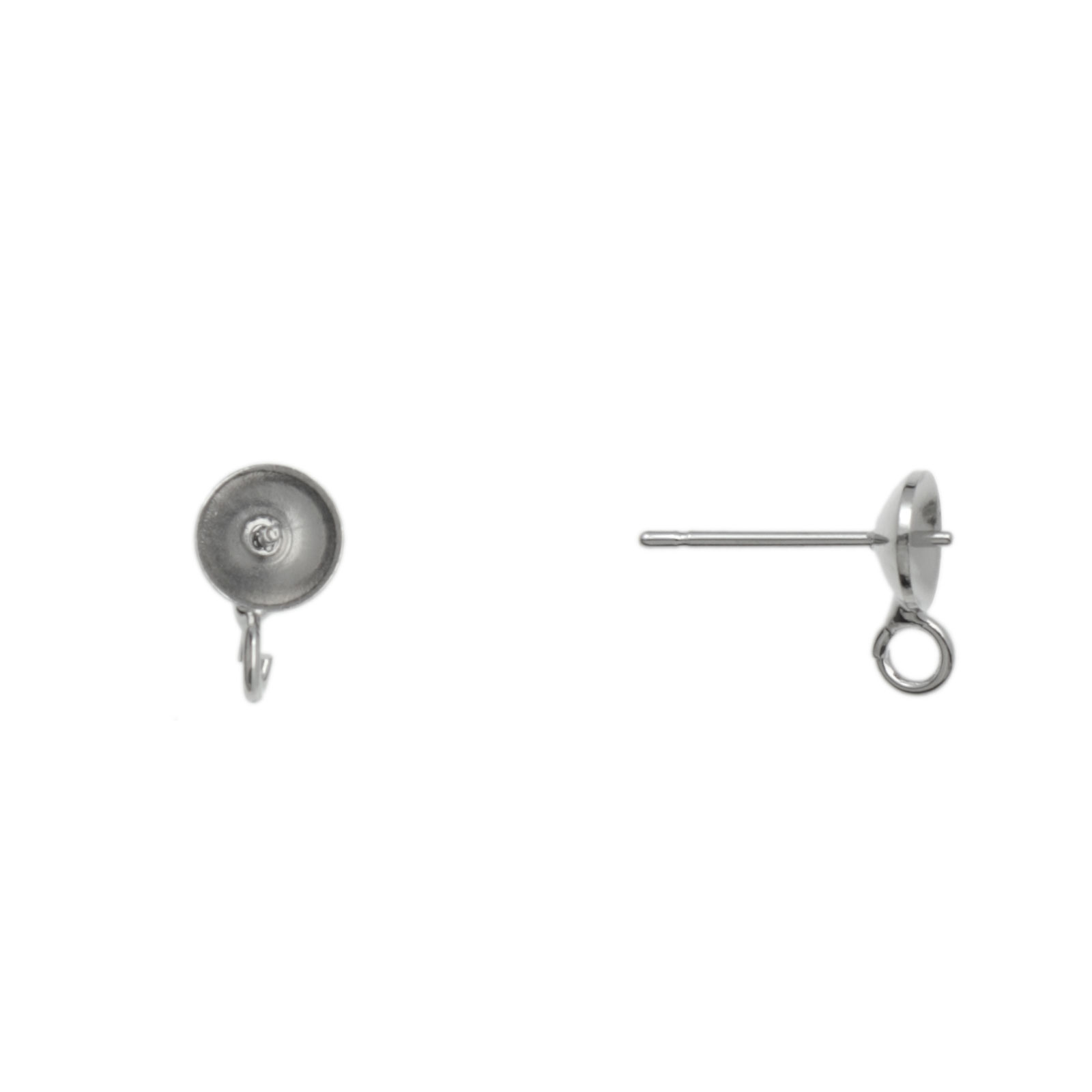 rhodium silver plated half-drilled post earrings with jumpring 6mm | 4pc