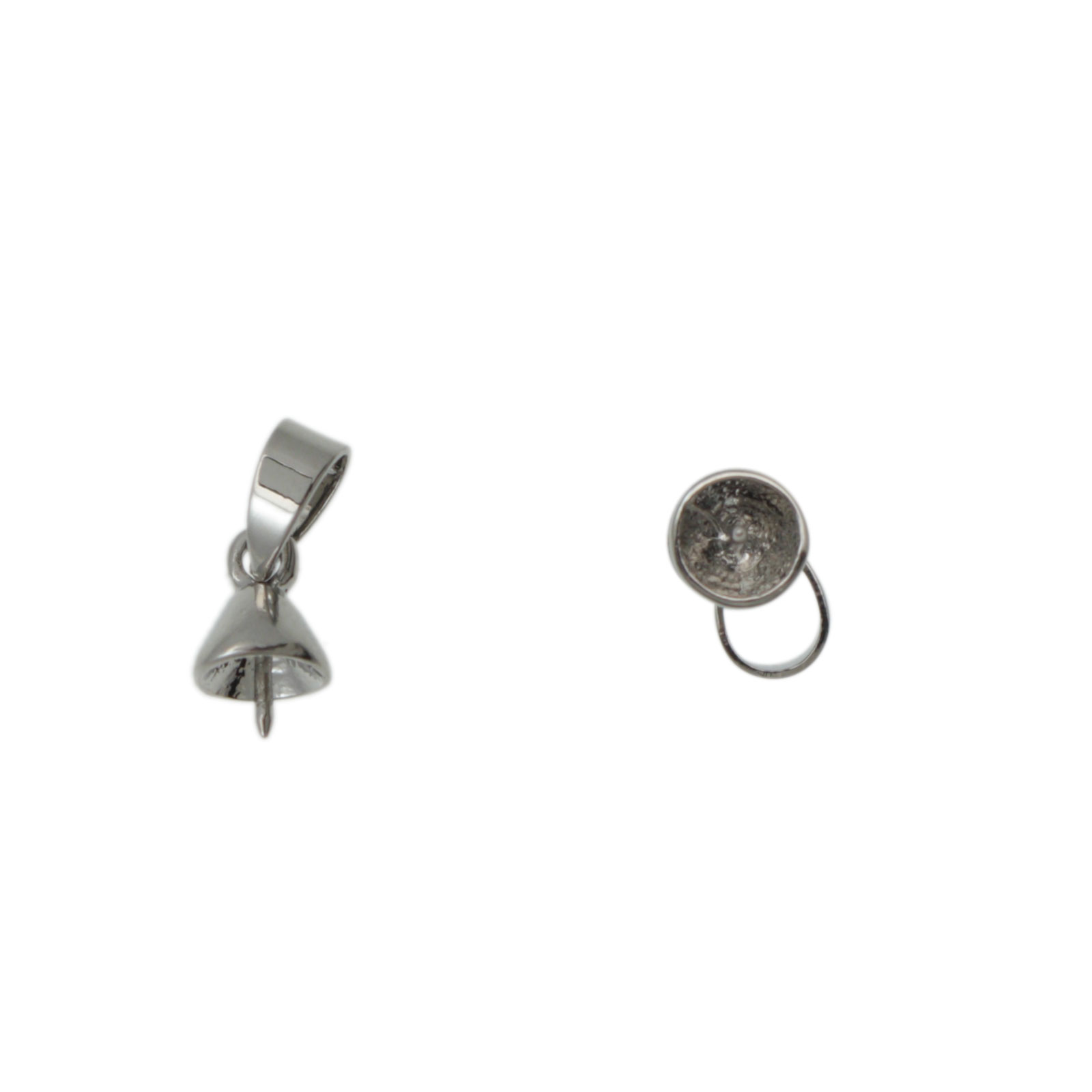 half-drilled rhodium silver plated bail 6mm | 8pc