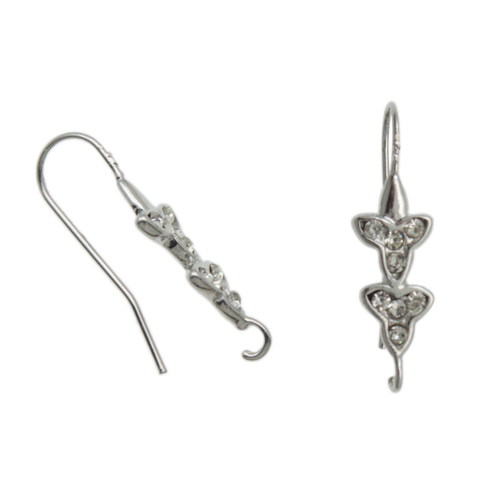 ohrhaken brisuren mit cristalli versilbert rhodium 28mm | 2st