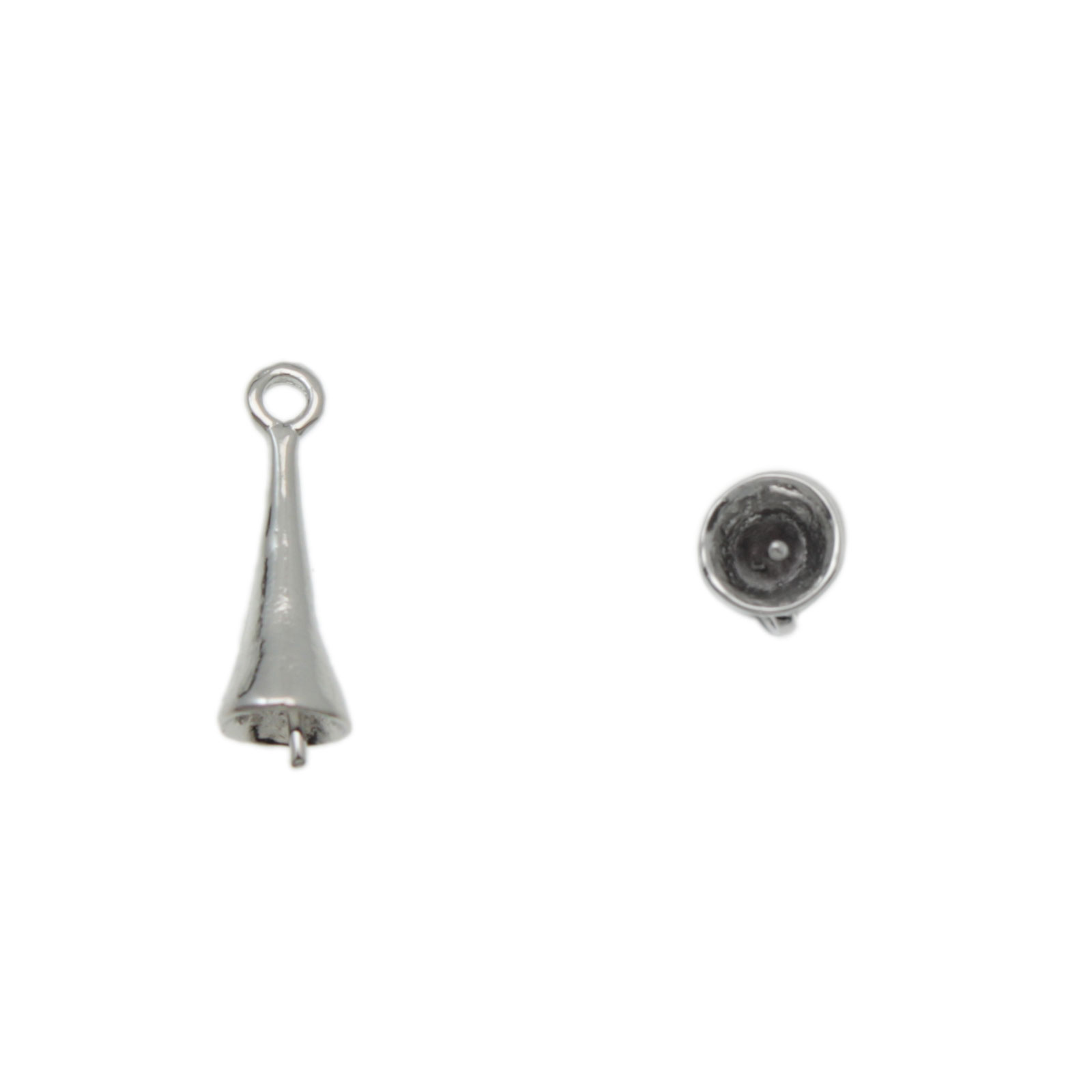 half-drilled rhodium silver plated bail 16x6mm | 4pc