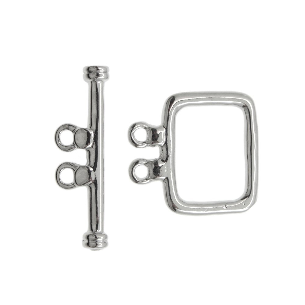 rhodium silver plated 2 strand toogle clasp 20x18mm | 1pc
