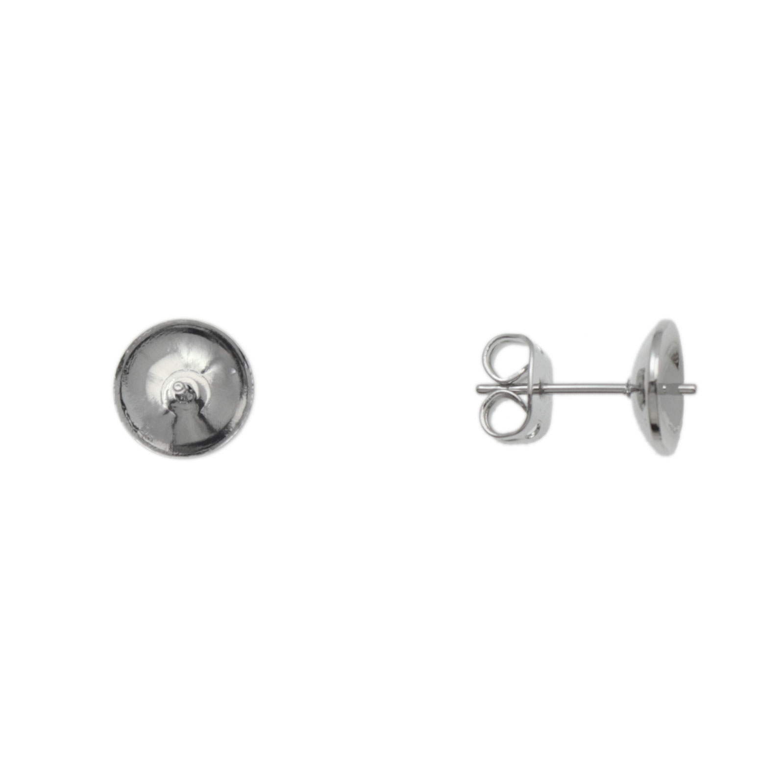 rhodium silver plated half-drilled post earrings 8mm | 8pc