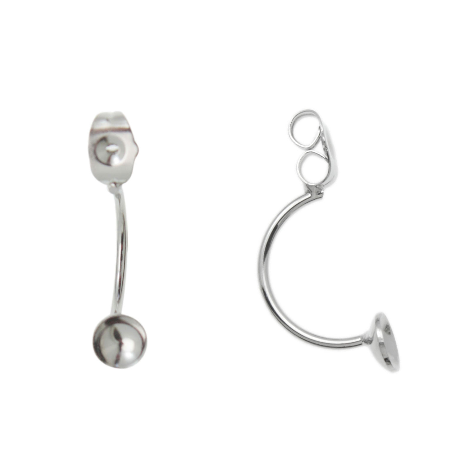 ear jacket perlenkappen 6mm rhodium versilbert | 2st