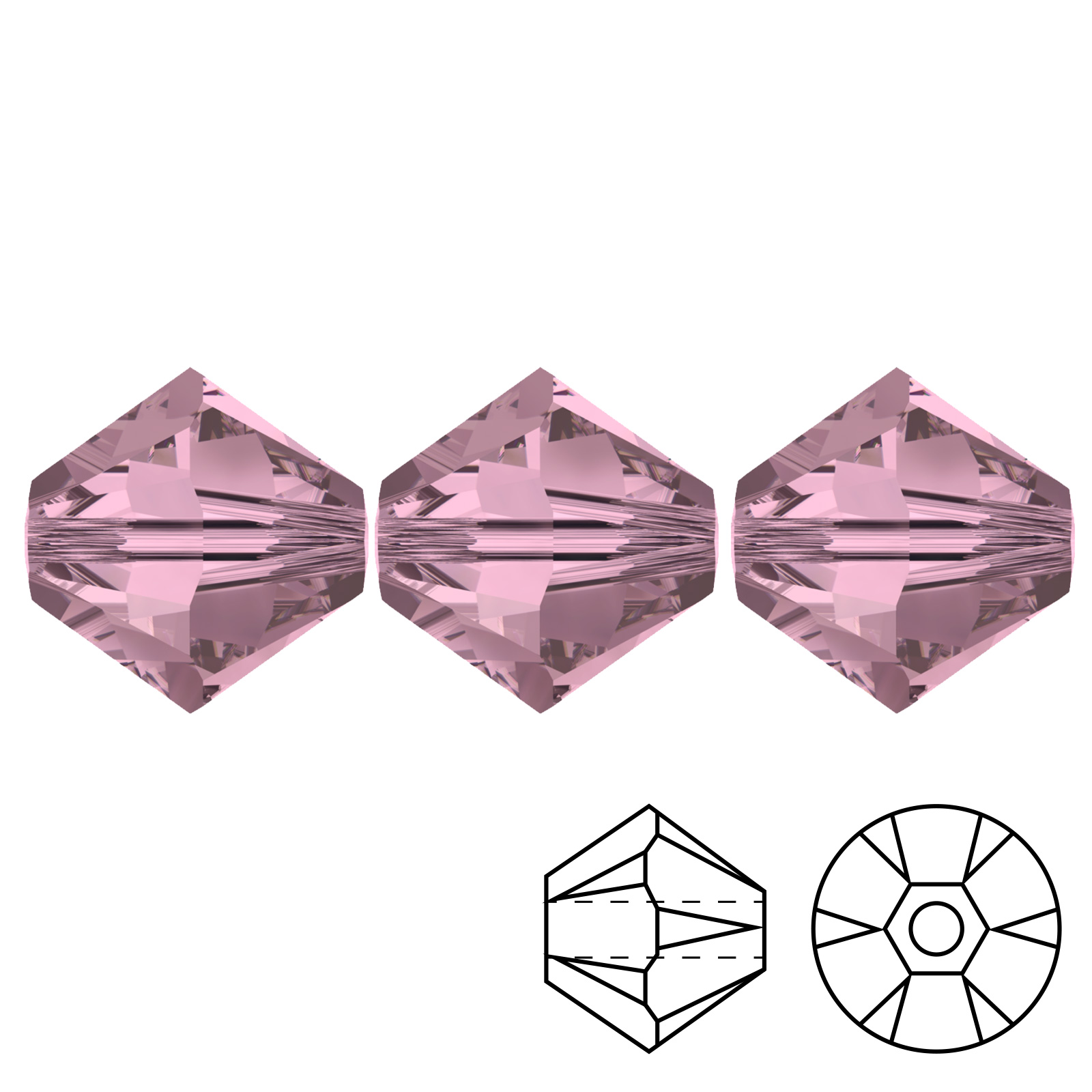 bicone (5328) antique pink 4mm | 48pc
