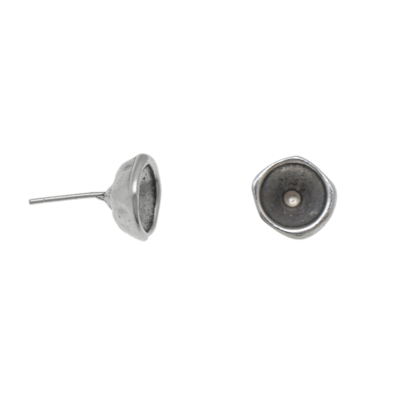 antique silver plated post earrings with setting ss39 (8,41mm) | 2pc