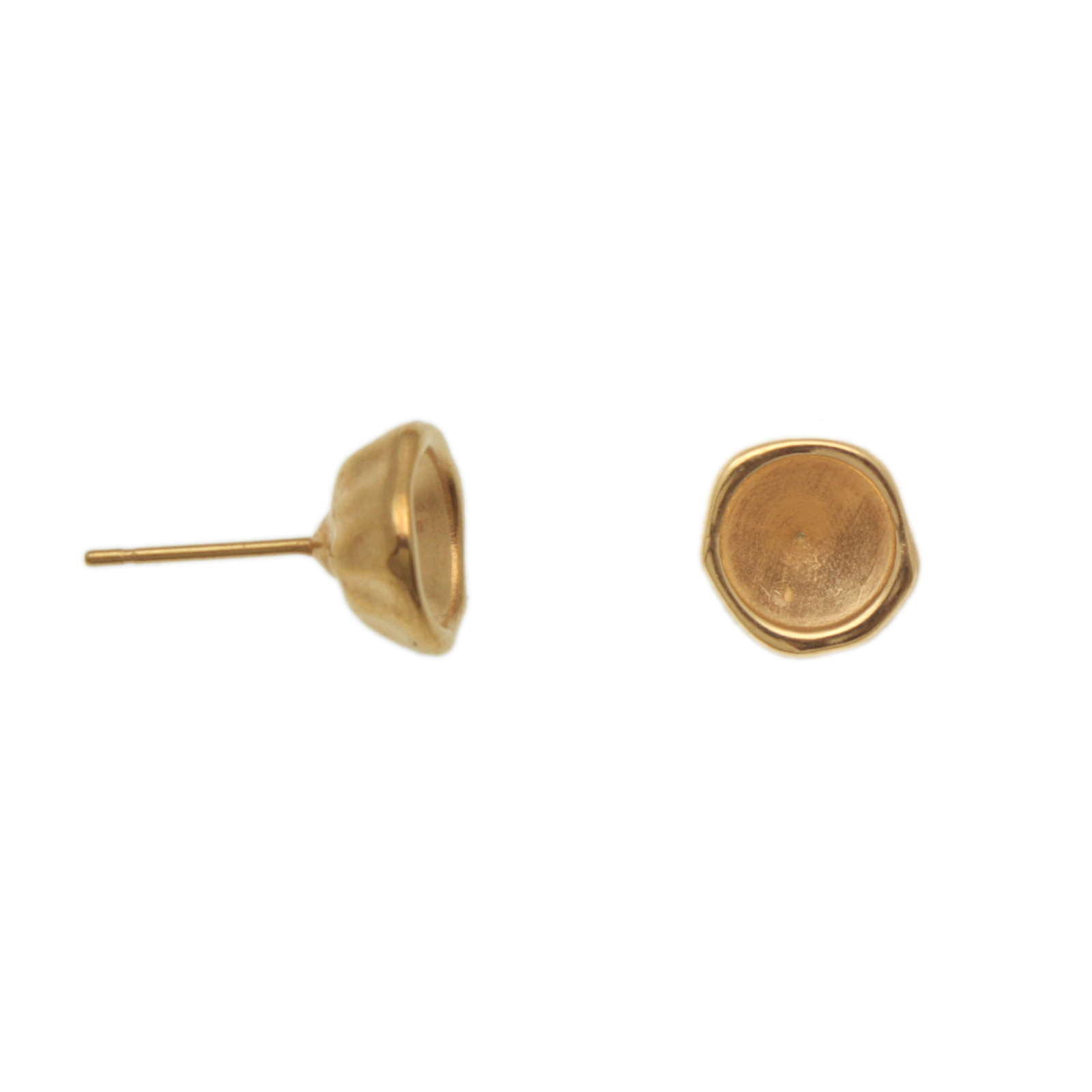 gold plated post earrings with setting ss39 (8,41mm) | 2pc