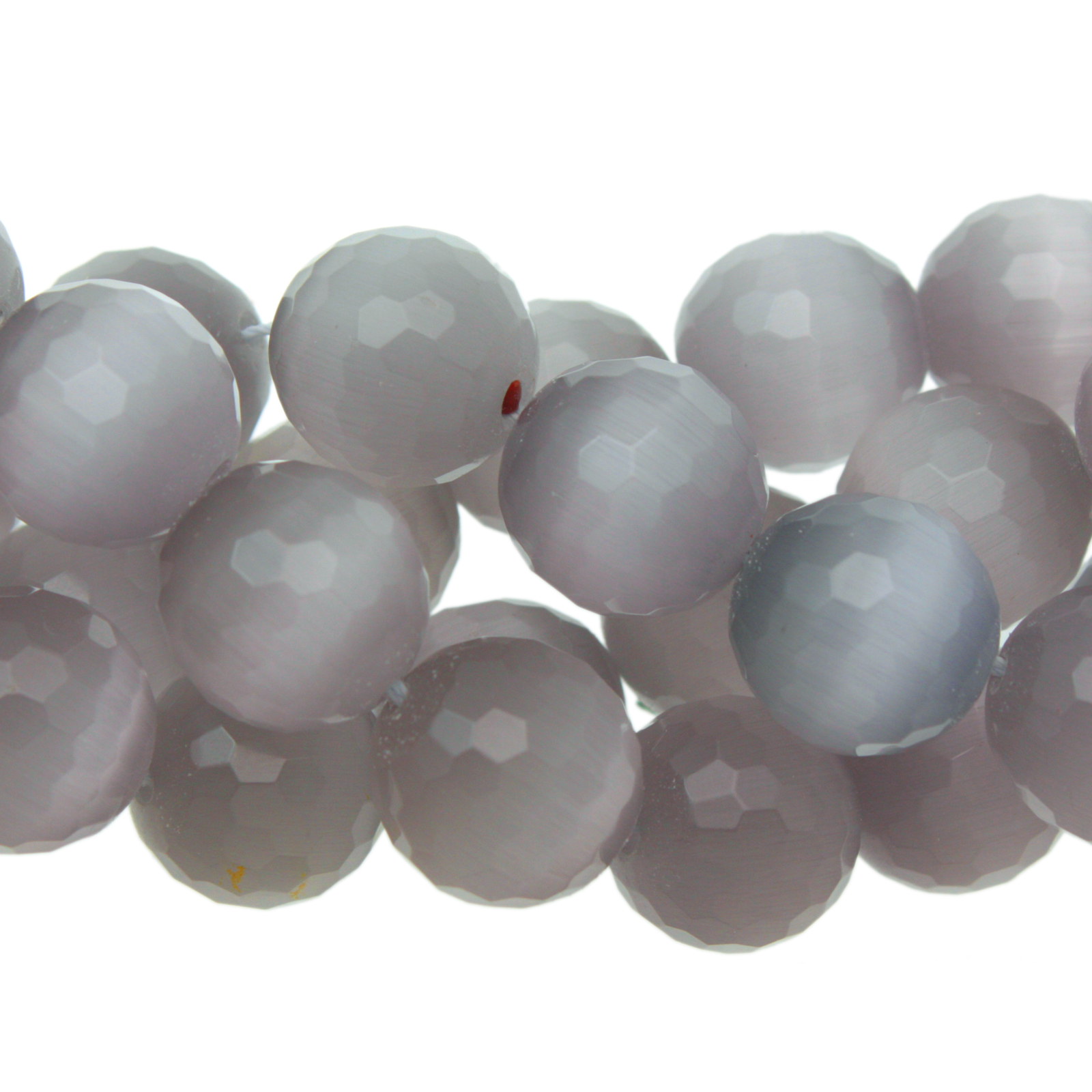 cat's eye glass beads - silver faceted round 16mm | 4pc